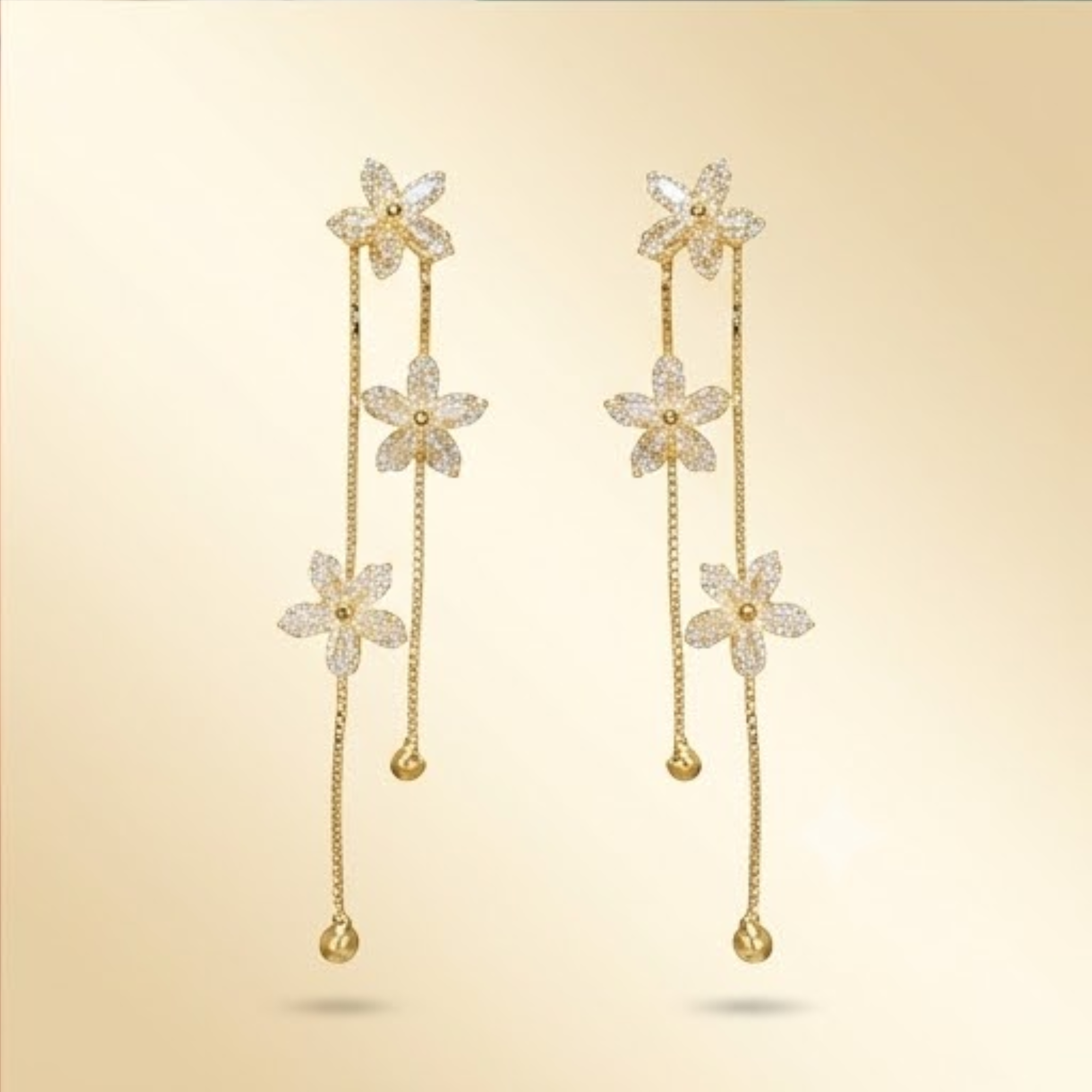 Long Elegant Snowflake Flower Tassel Earrings French Style
