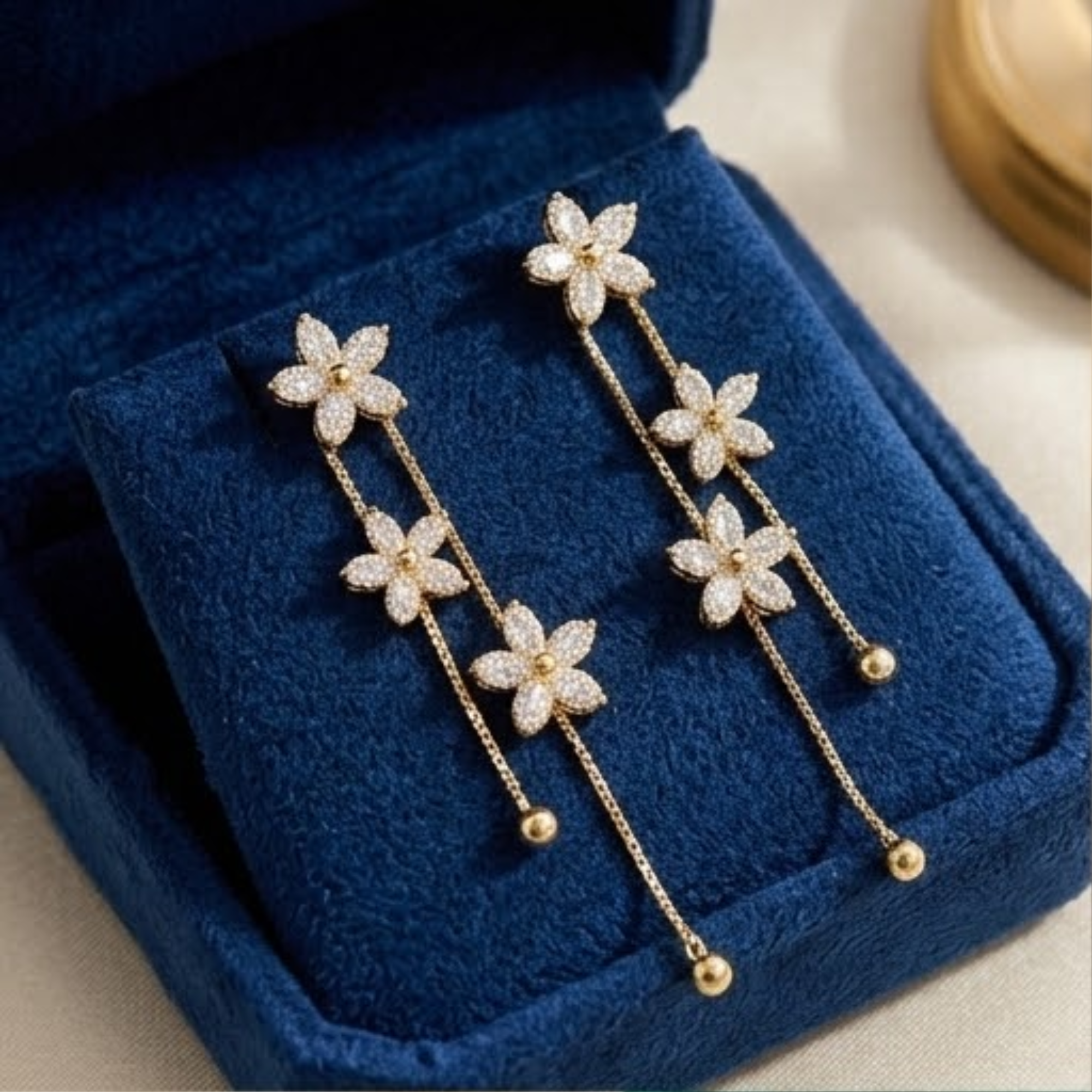 Long Elegant Snowflake Flower Tassel Earrings French Style
