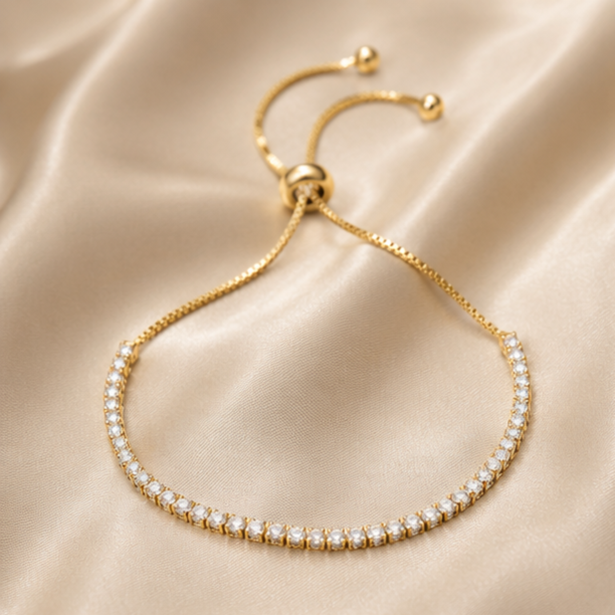 14K Gold Plated Cubic Zirconia Tennis Bracelet, Adjustable Dainty Jewelry, Bridal or Gift for Her, Elegant Statement or Everyday Accessory