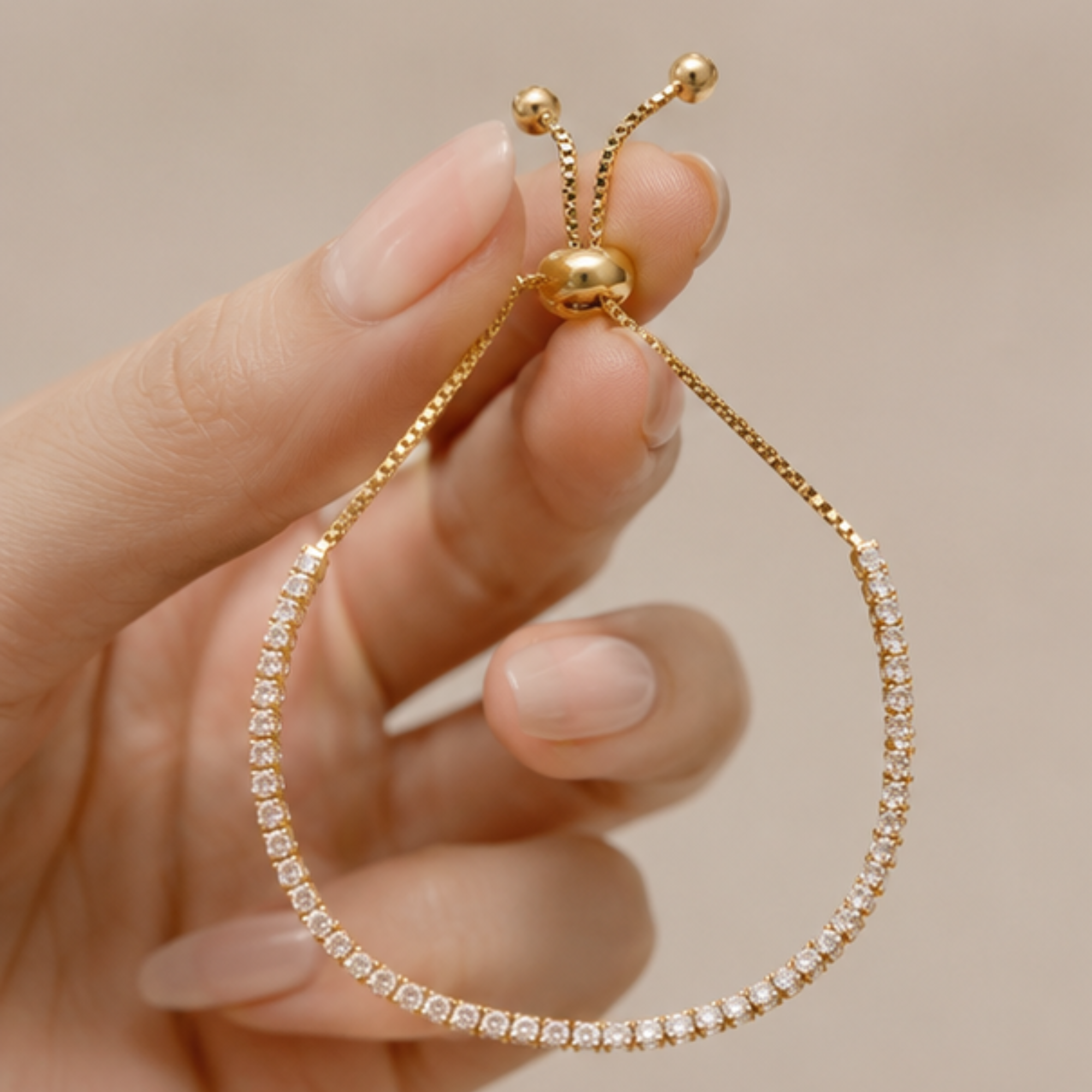 14K Gold Plated Cubic Zirconia Tennis Bracelet, Adjustable Dainty Jewelry, Bridal or Gift for Her, Elegant Statement or Everyday Accessory
