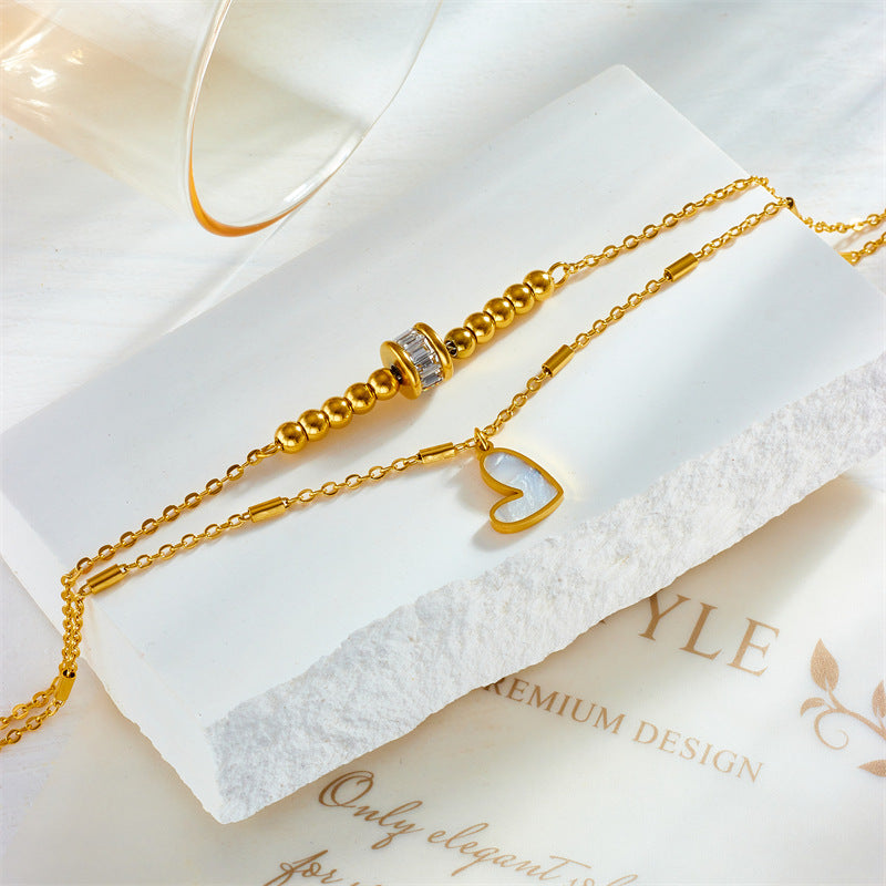 Fashion Jewelry Boho Classic Love Heart Chain Double Layer Chain Anklet