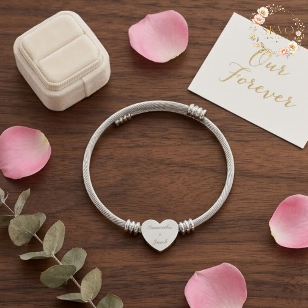 Engraved Heart Cuff Bracelet | Heart Bracelet