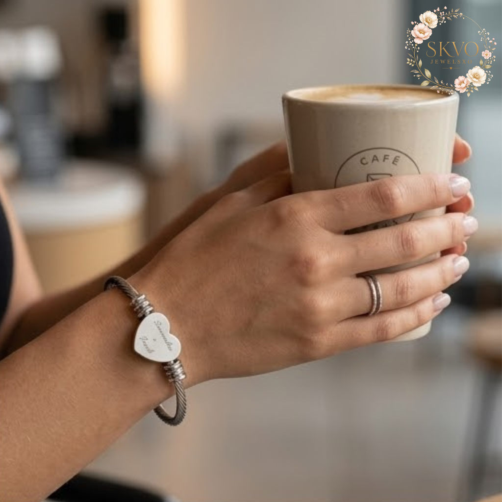 Engraved Heart Cuff Bracelet | Heart Bracelet