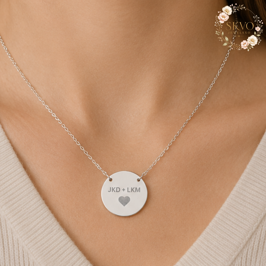 Engraved Circle Necklace | Personalized Disc Pendant