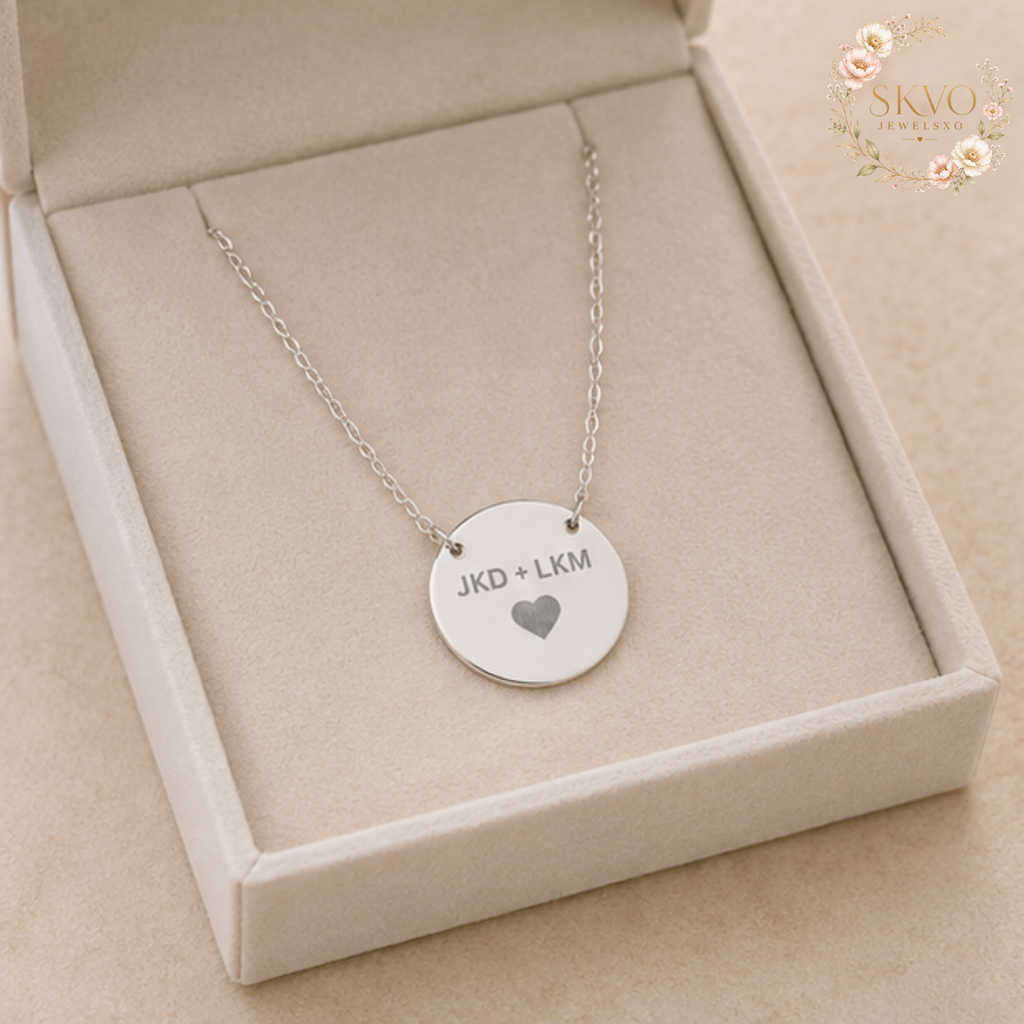 Engraved Circle Necklace | Personalized Disc Pendant