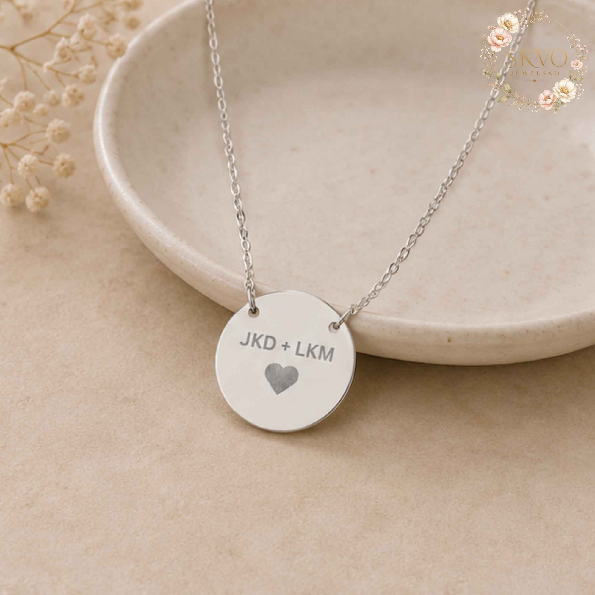 Engraved Circle Necklace | Personalized Disc Pendant