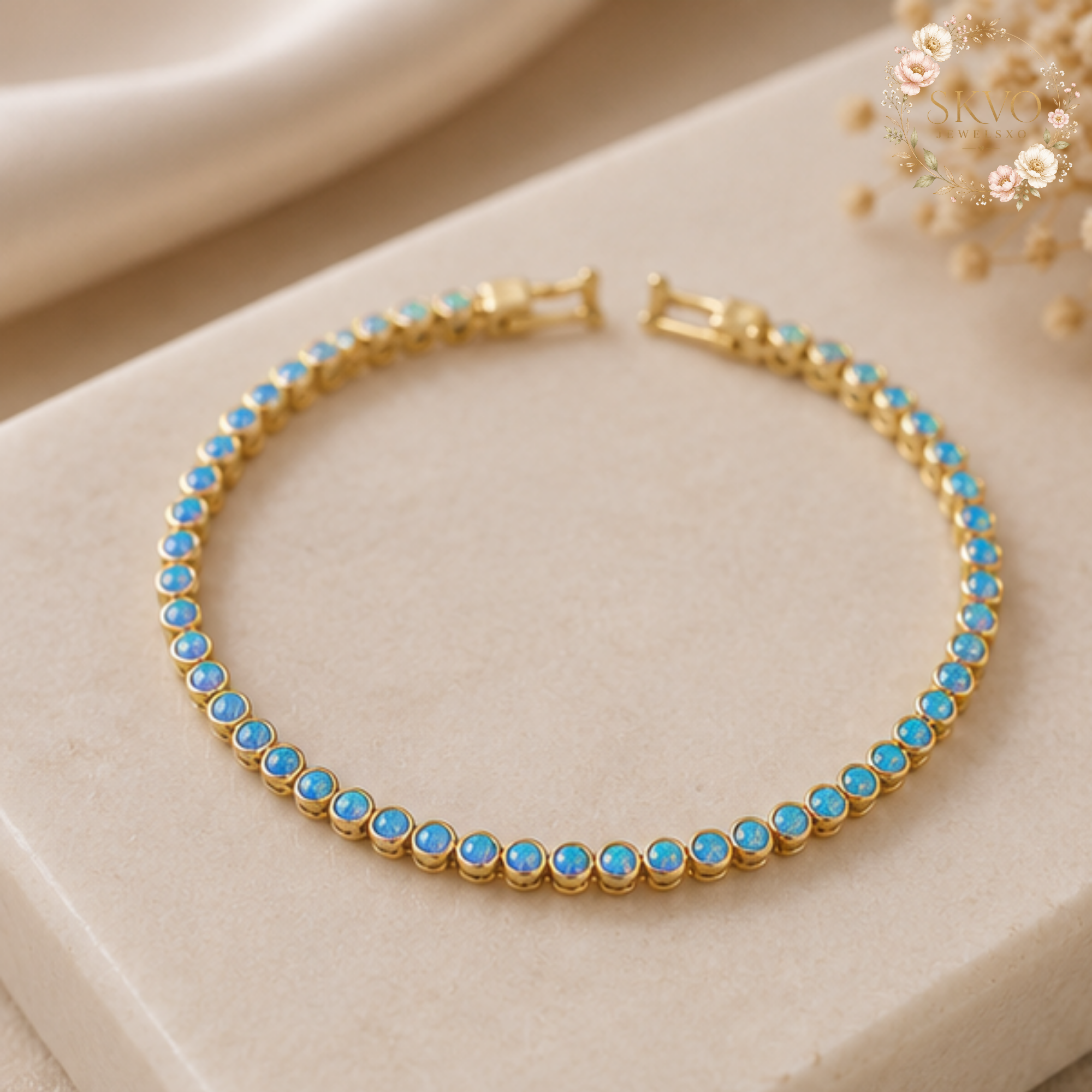 Turquoise Tennis Bracelet | Turquoise Bracelet | Turquoise Jewelry | Gemstone Bracelet | Gift for Her | Turquoise Gold Bracelet