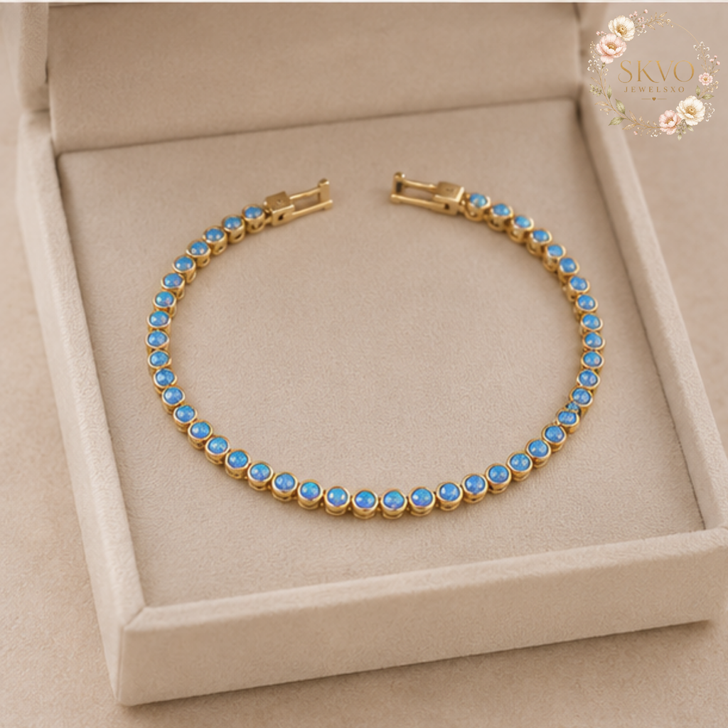 Turquoise Tennis Bracelet | Turquoise Bracelet | Turquoise Jewelry | Gemstone Bracelet | Gift for Her | Turquoise Gold Bracelet