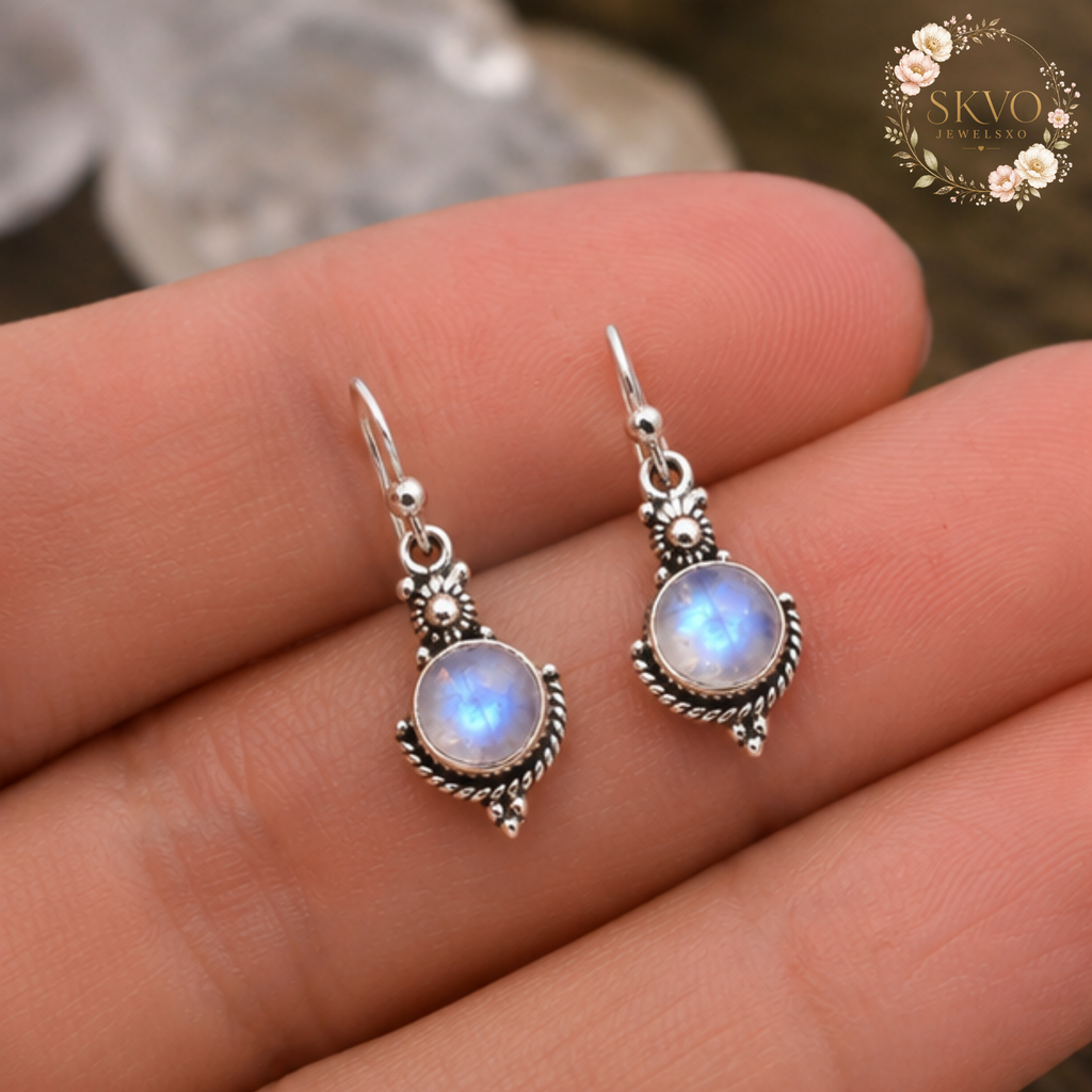 925 Sterling Silver Moonstone Drop Earrings