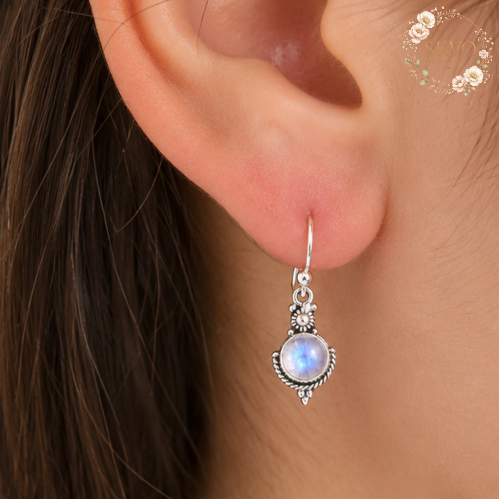925 Sterling Silver Moonstone Drop Earrings