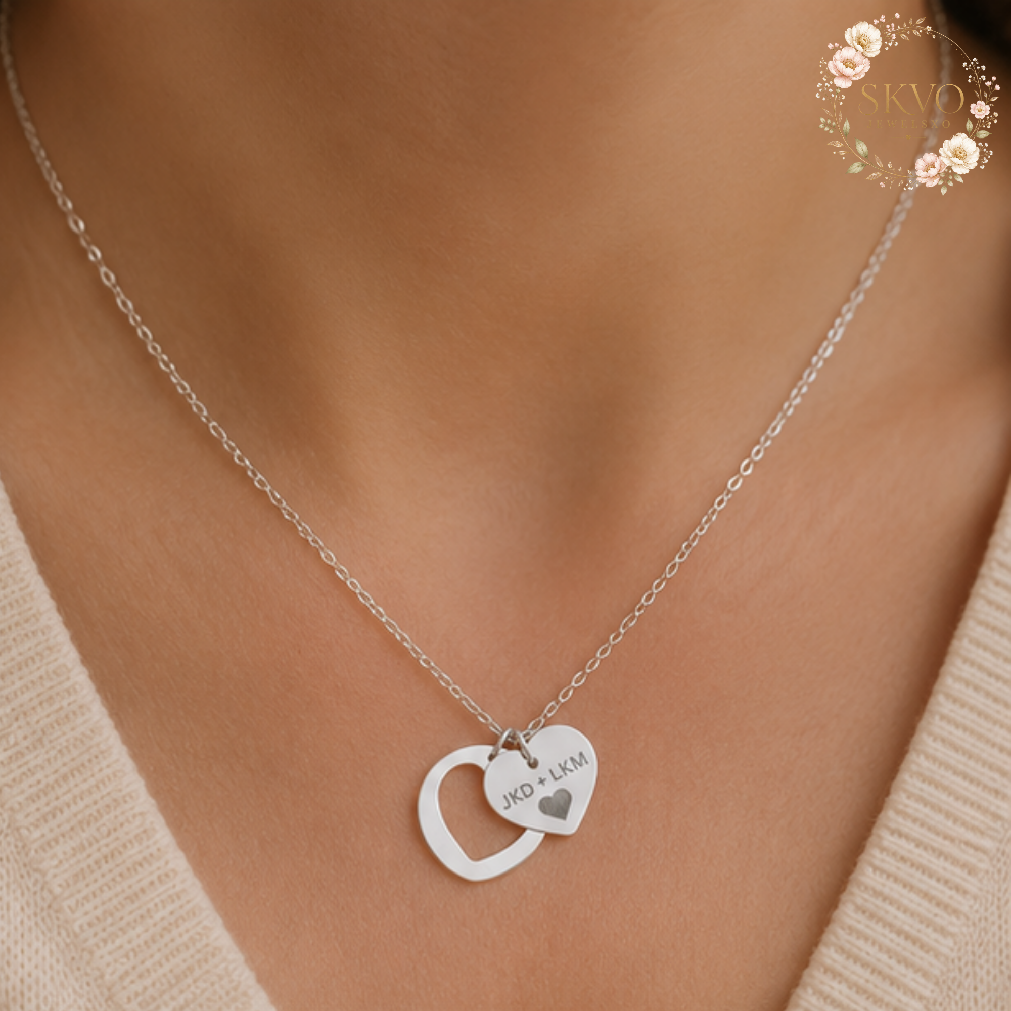 Engraved Heart Cutout Necklace, Personalized Heart Pendant