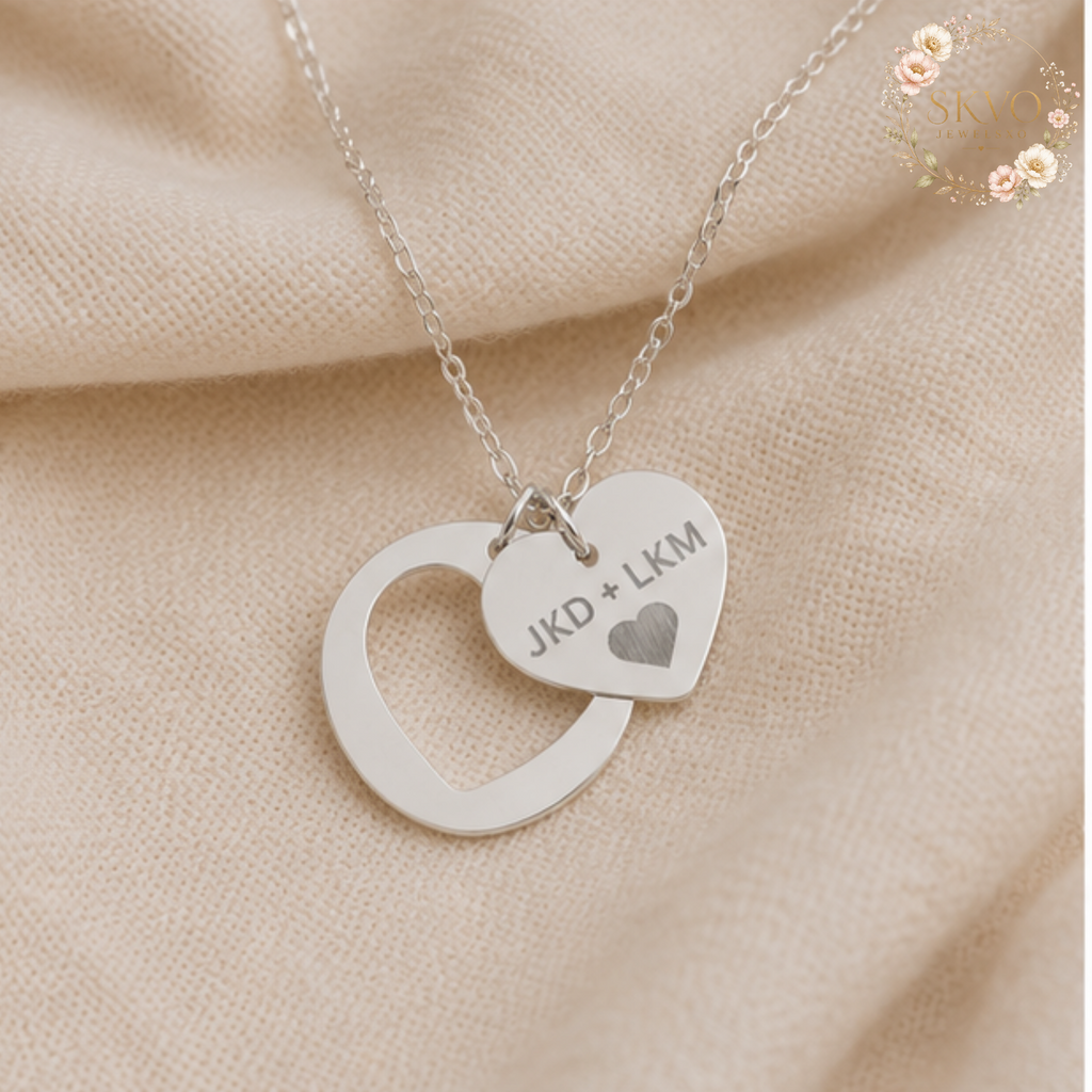 Engraved Heart Cutout Necklace, Personalized Heart Pendant
