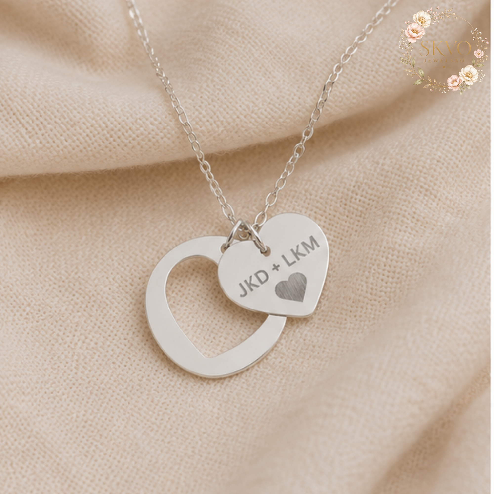 Engraved Heart Cutout Necklace, Personalized Heart Pendant