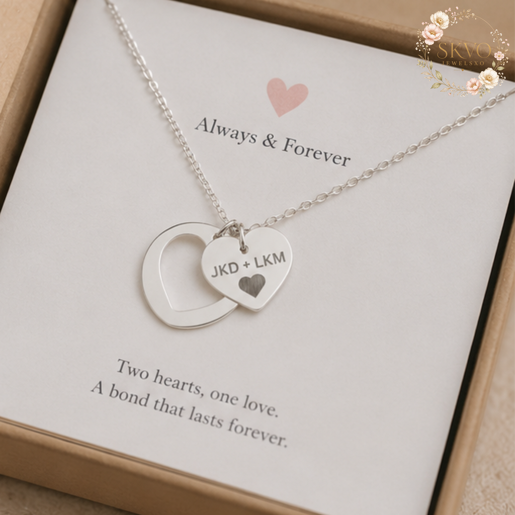 Engraved Heart Cutout Necklace, Personalized Heart Pendant
