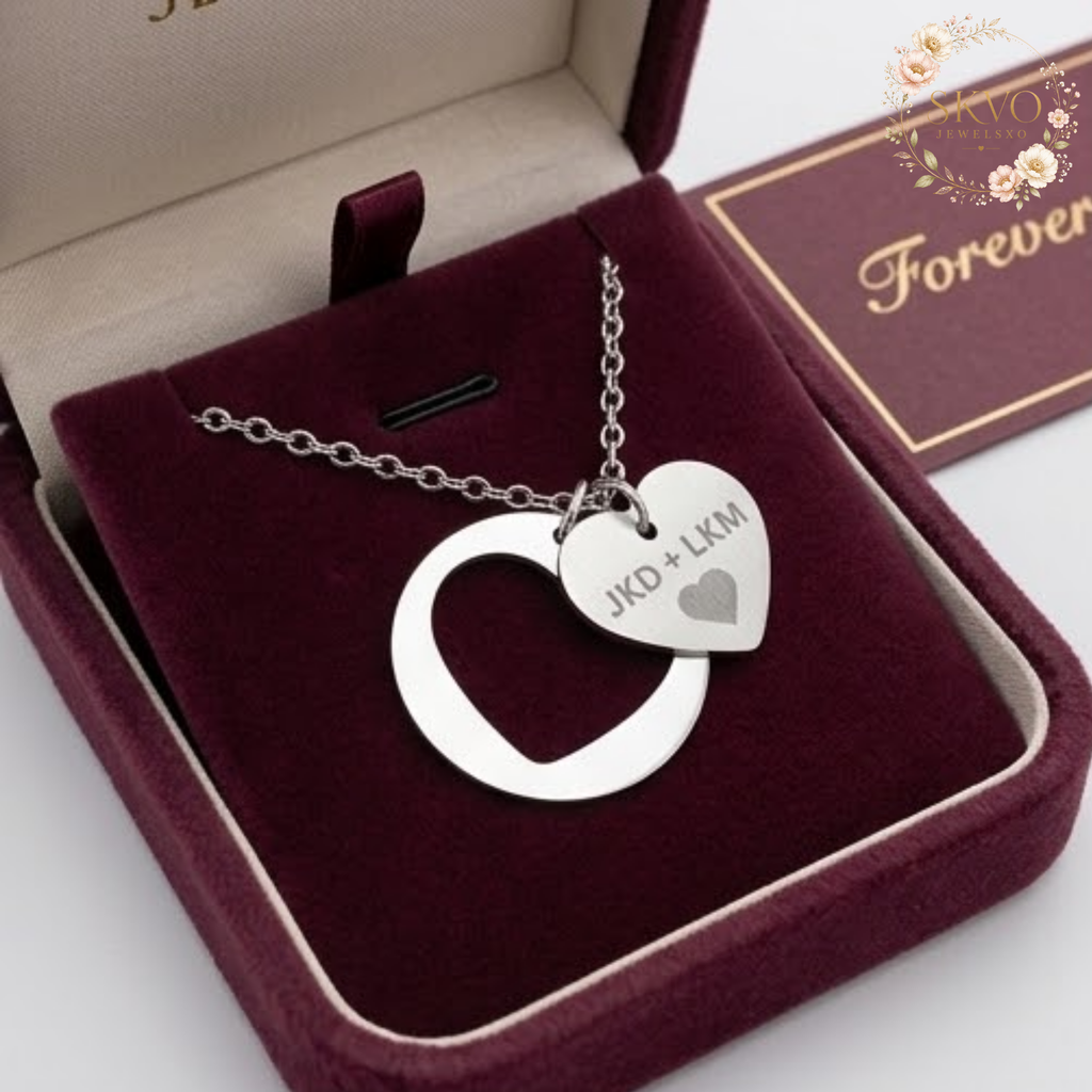 Engraved Heart Cutout Necklace, Personalized Heart Pendant