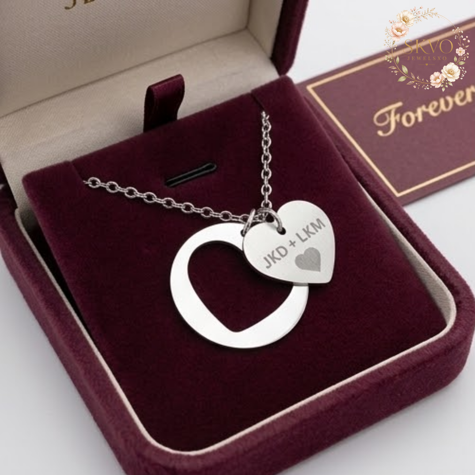 Engraved Heart Cutout Necklace, Personalized Heart Pendant