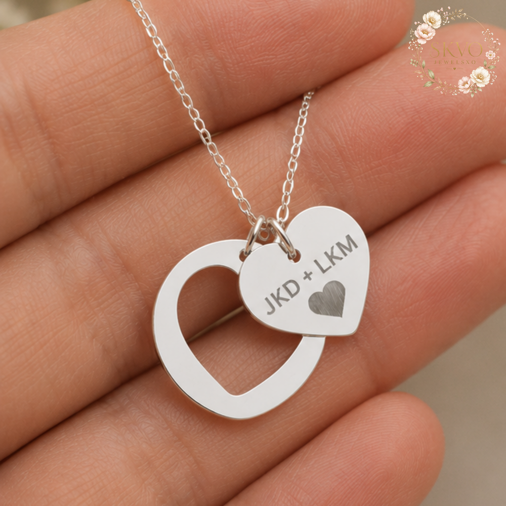 Engraved Heart Cutout Necklace, Personalized Heart Pendant
