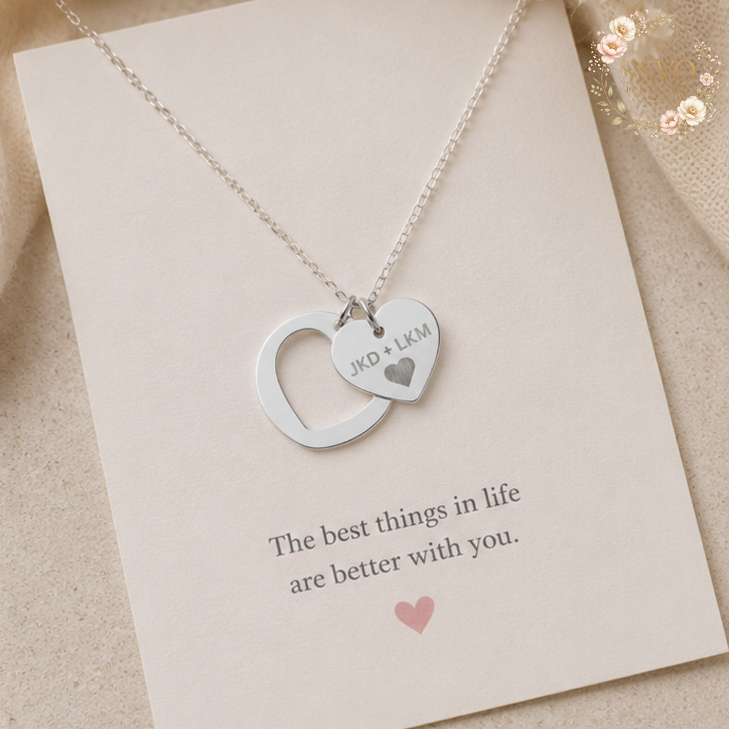 Engraved Heart Cutout Necklace, Personalized Heart Pendant