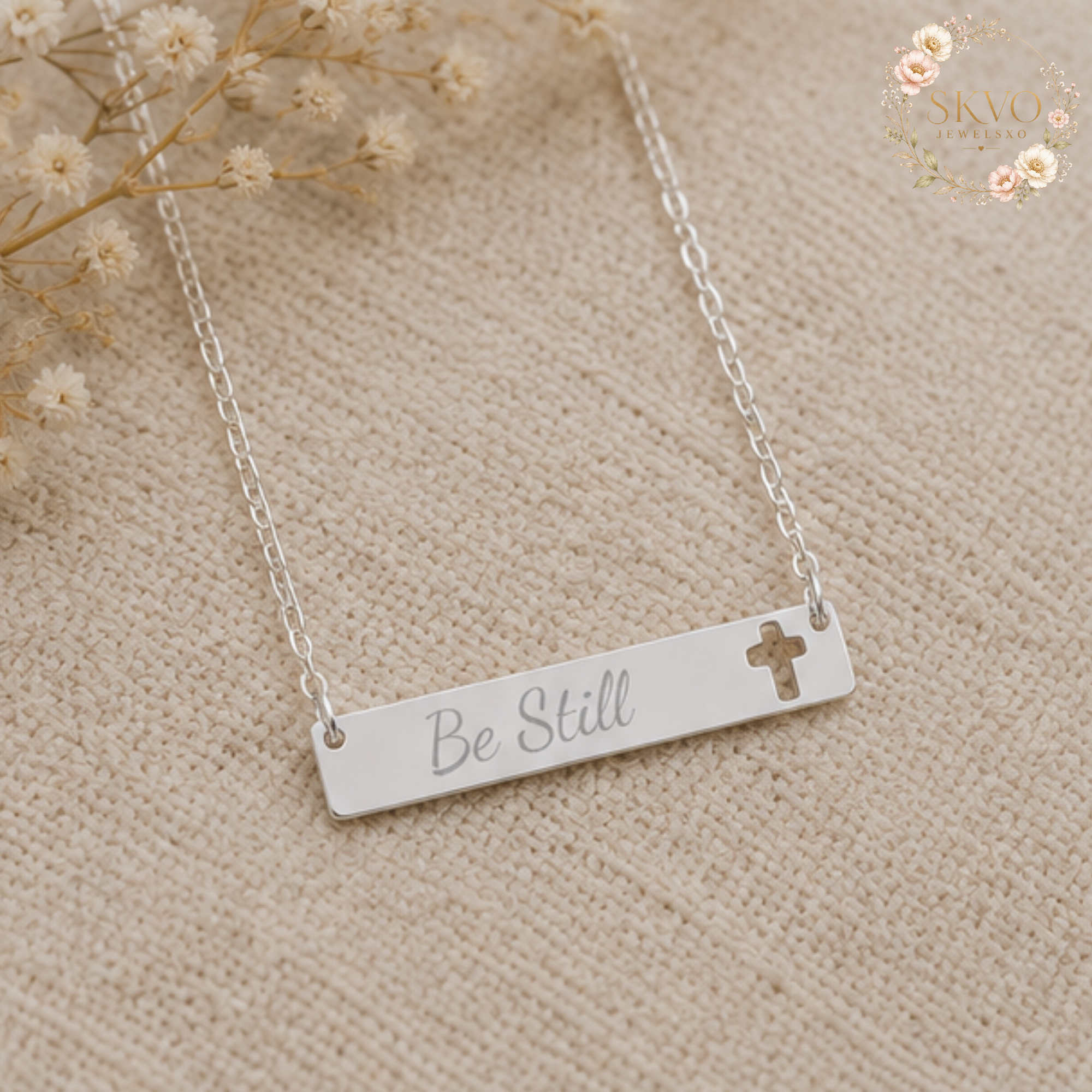 Custom Bible Verse Cross Bar Necklace | Engraved Christian Jewelry | Personalized Bar Necklace