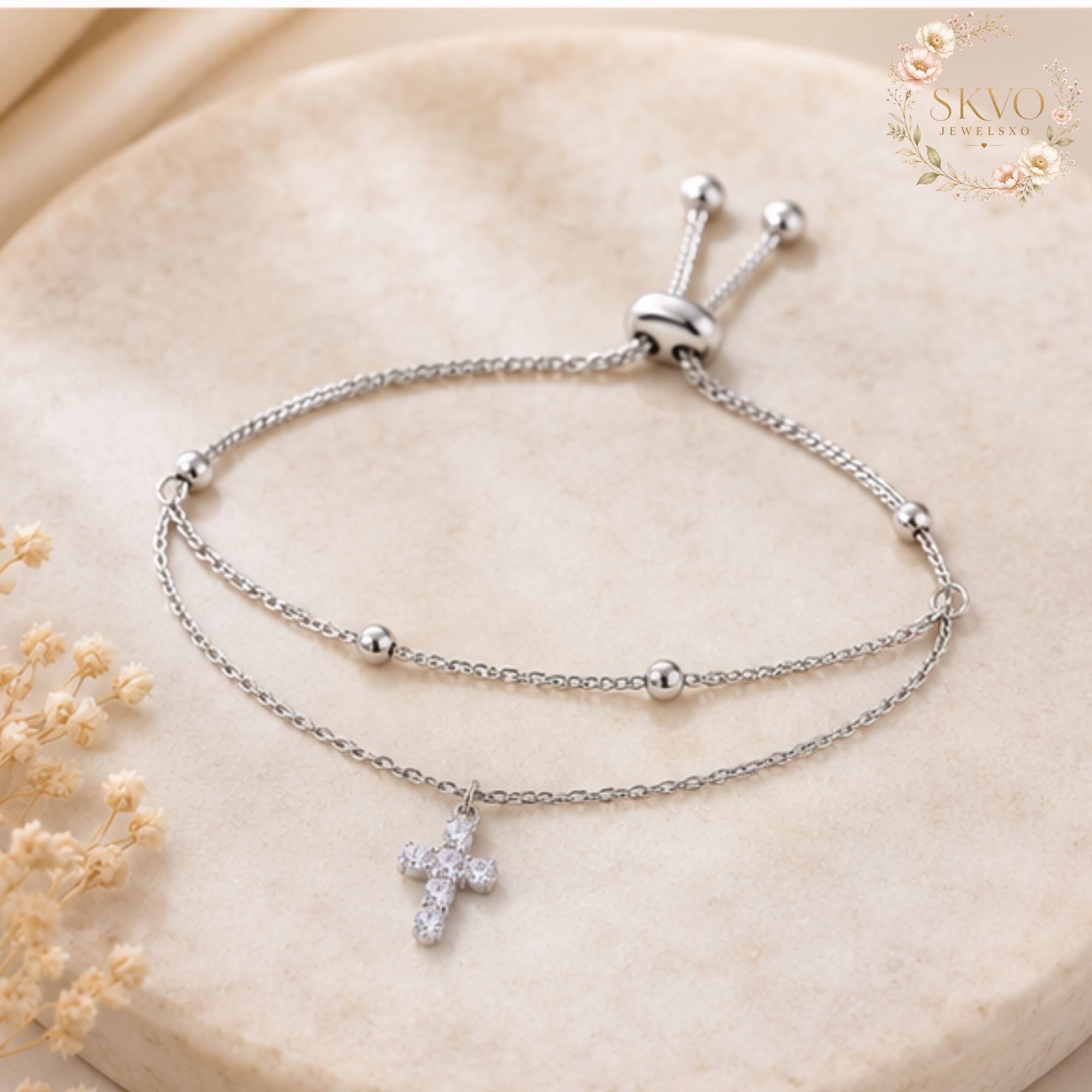 Cross Chain Bracelet for Women | Elegant Gold Color Jewelry | Christian Gift |Stylish Religious Accessory | Birthday Gift Idea