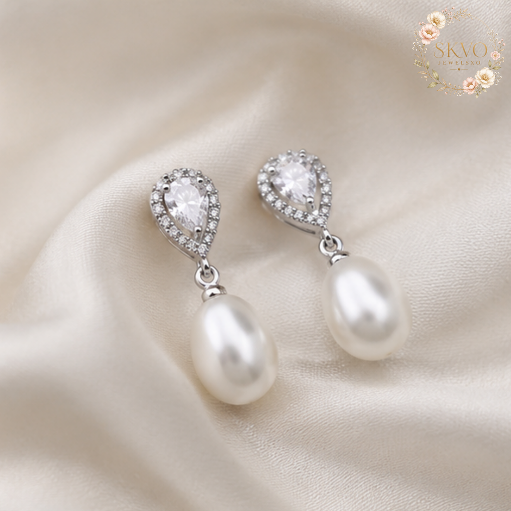 Real Freshwater Pearl Earrings, 925 Sterling Silver Drop Jewelry, Wedding Natural Pearl Dangle Earrings, Gift for Women or Daughters