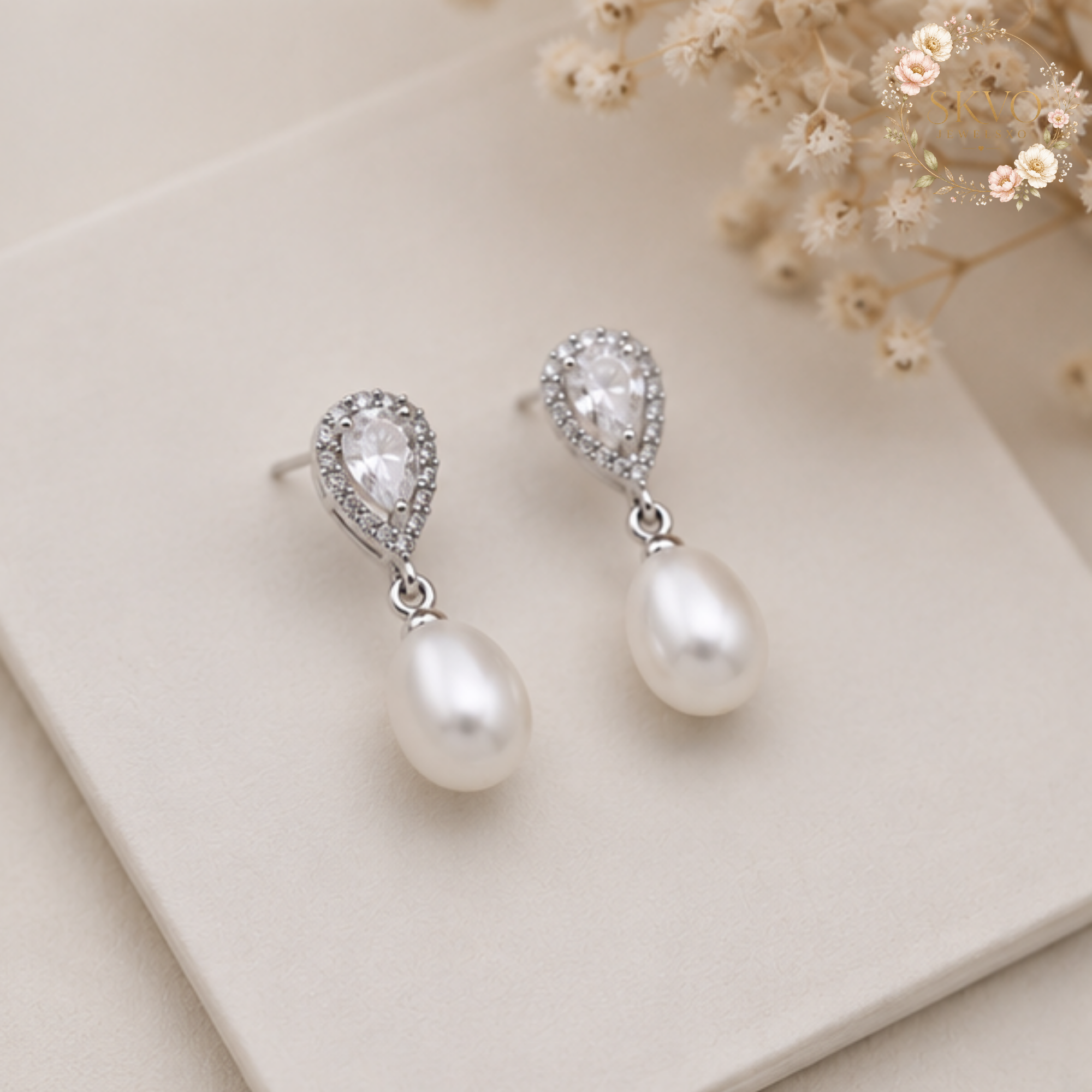 Real Freshwater Pearl Earrings, 925 Sterling Silver Drop Jewelry, Wedding Natural Pearl Dangle Earrings, Gift for Women or Daughters