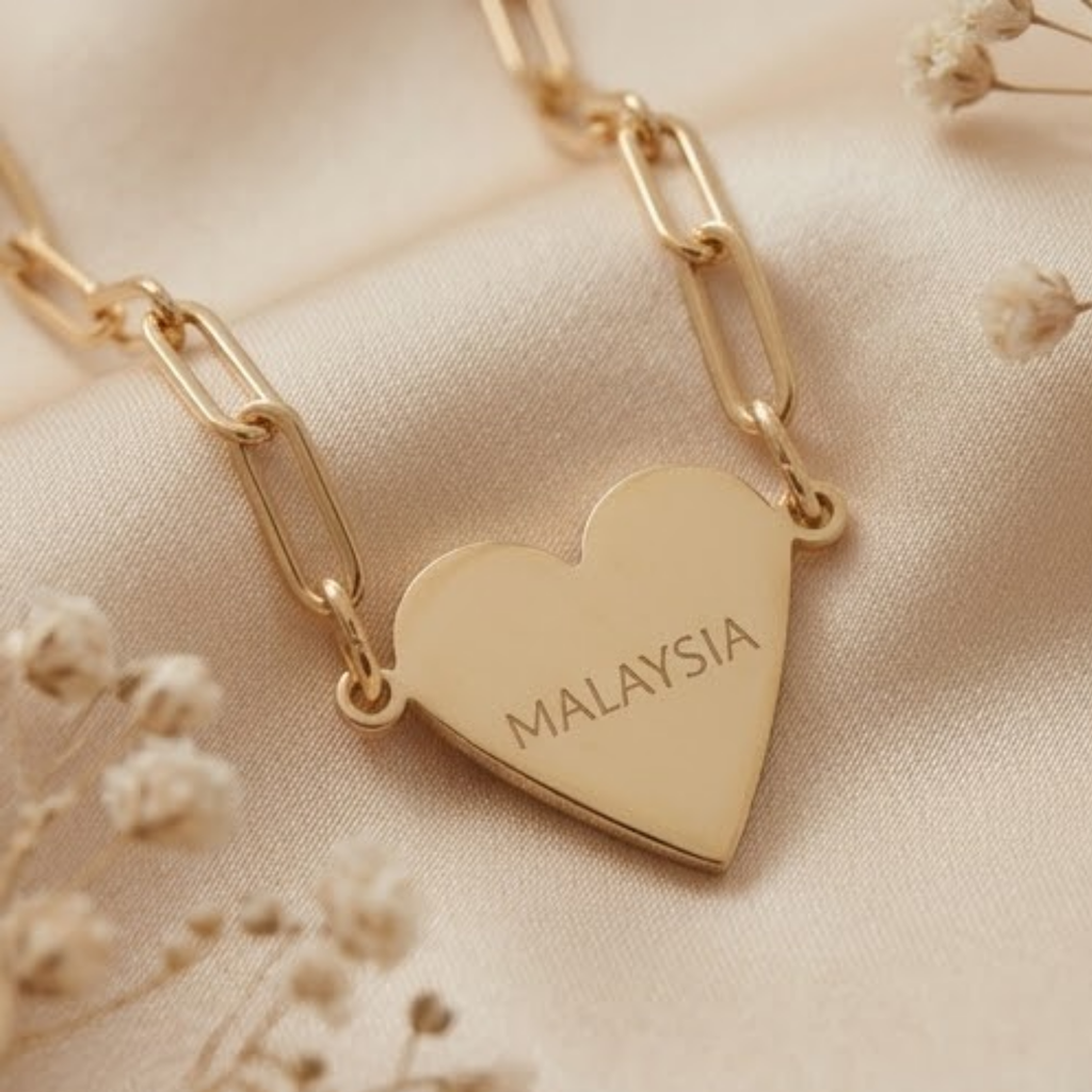 Engraved Heart Necklace | Gold Heart Pendant Necklace | Personalized Heart Necklace