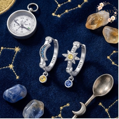 Celestial Moon Sun Earrings | Sterling Silver Tarot Jewelry with Gemstone Dangles | Cosmic Astrology Gift for Zodiac Lovers