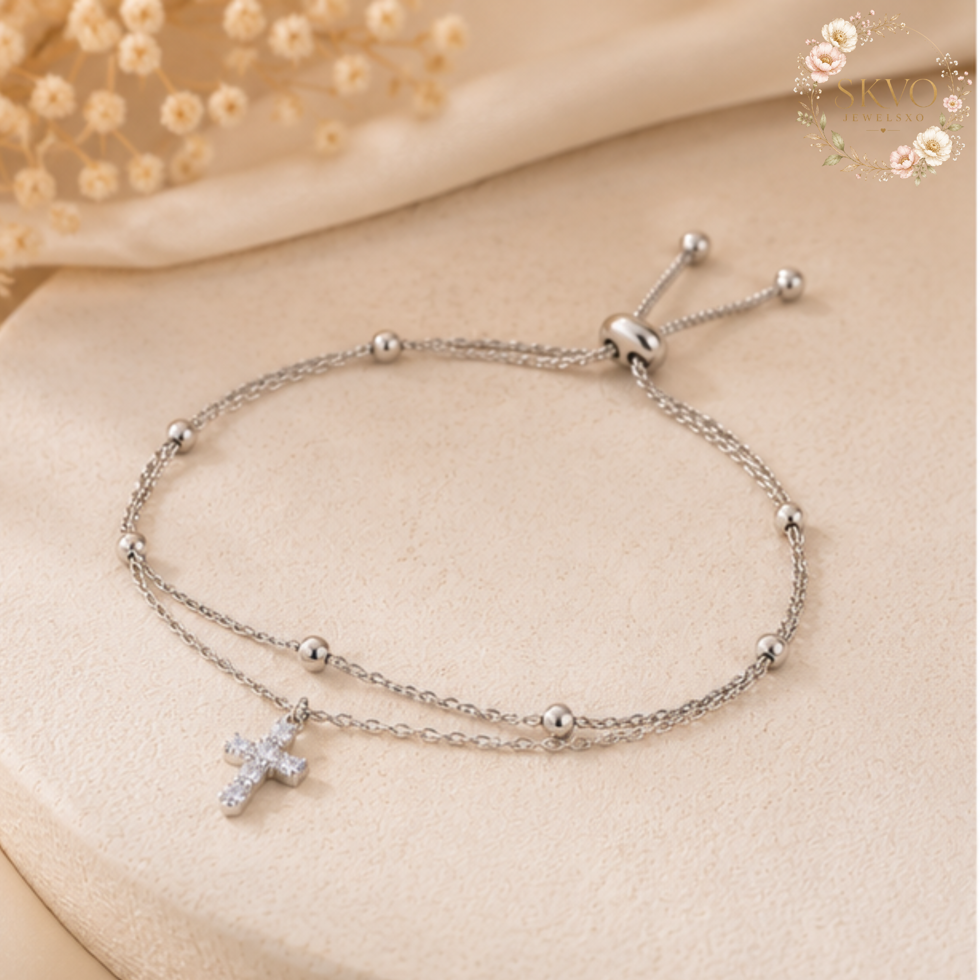 Cross Chain Bracelet for Women | Elegant Gold Color Jewelry | Christian Gift |Stylish Religious Accessory | Birthday Gift Idea