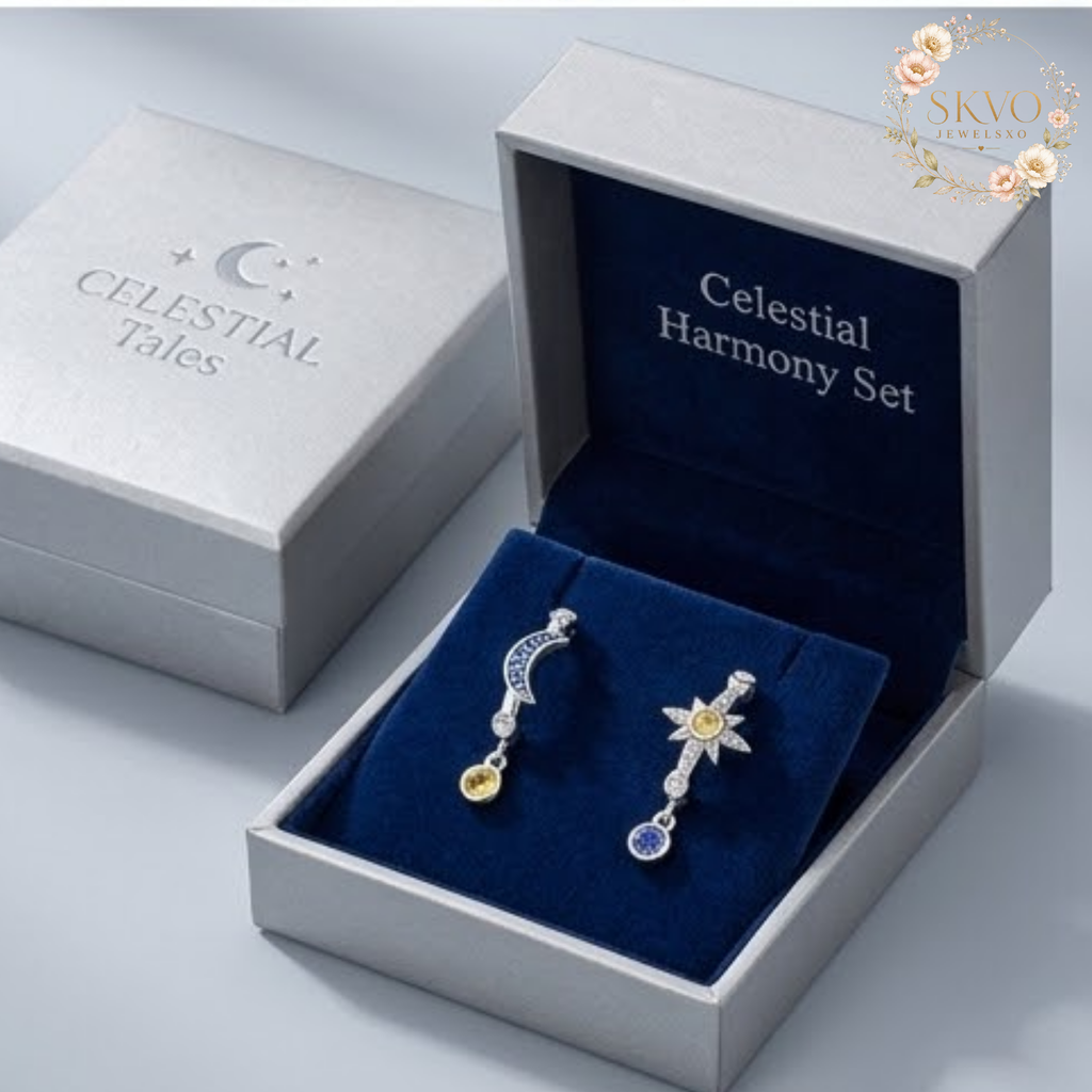 Celestial Moon Sun Earrings | Sterling Silver Tarot Jewelry with Gemstone Dangles | Cosmic Astrology Gift for Zodiac Lovers