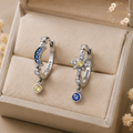 Celestial Moon Sun Earrings | Sterling Silver Tarot Jewelry with Gemstone Dangles | Cosmic Astrology Gift for Zodiac Lovers