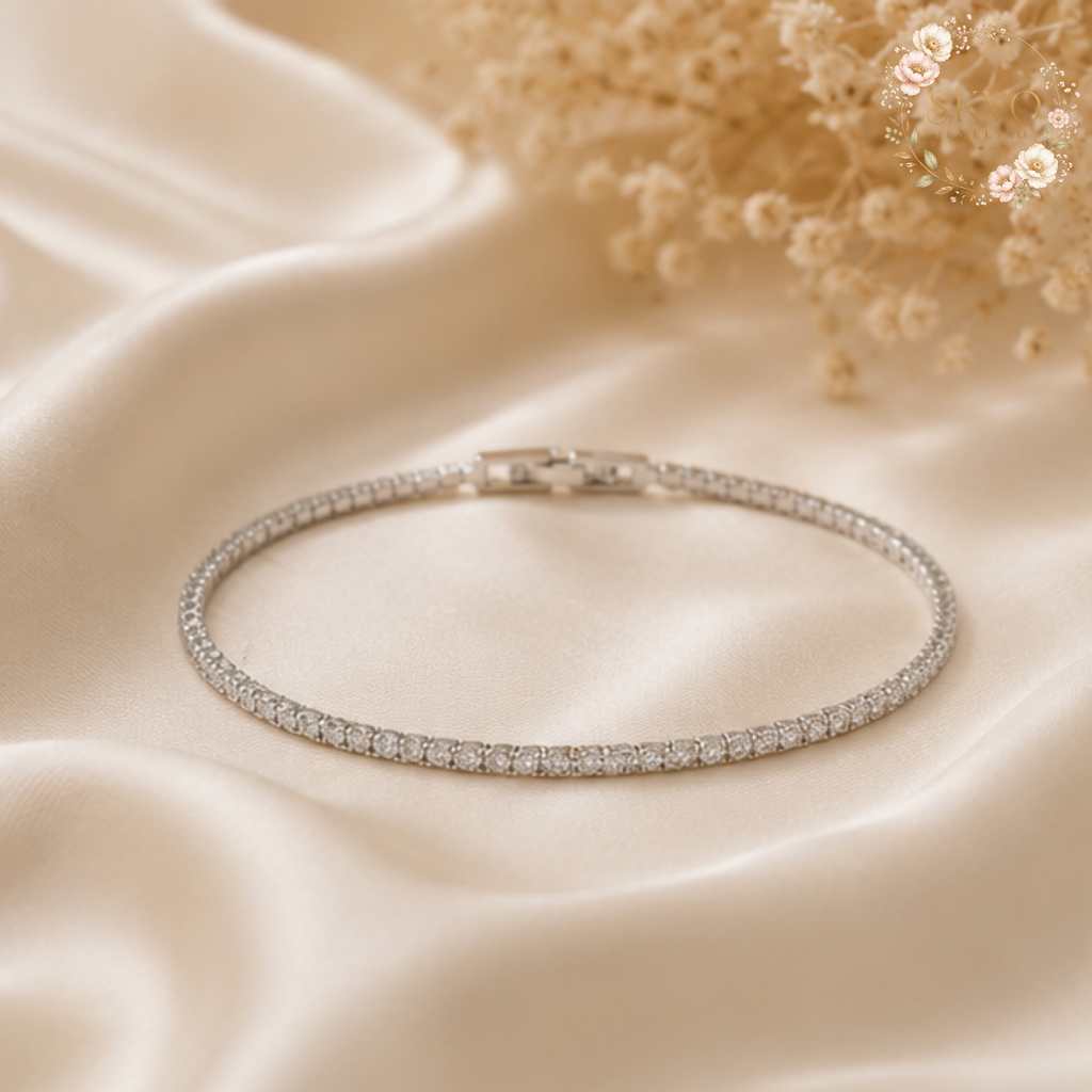 925 Sterling Silver Cubic Zirconia Tennis Bracelet