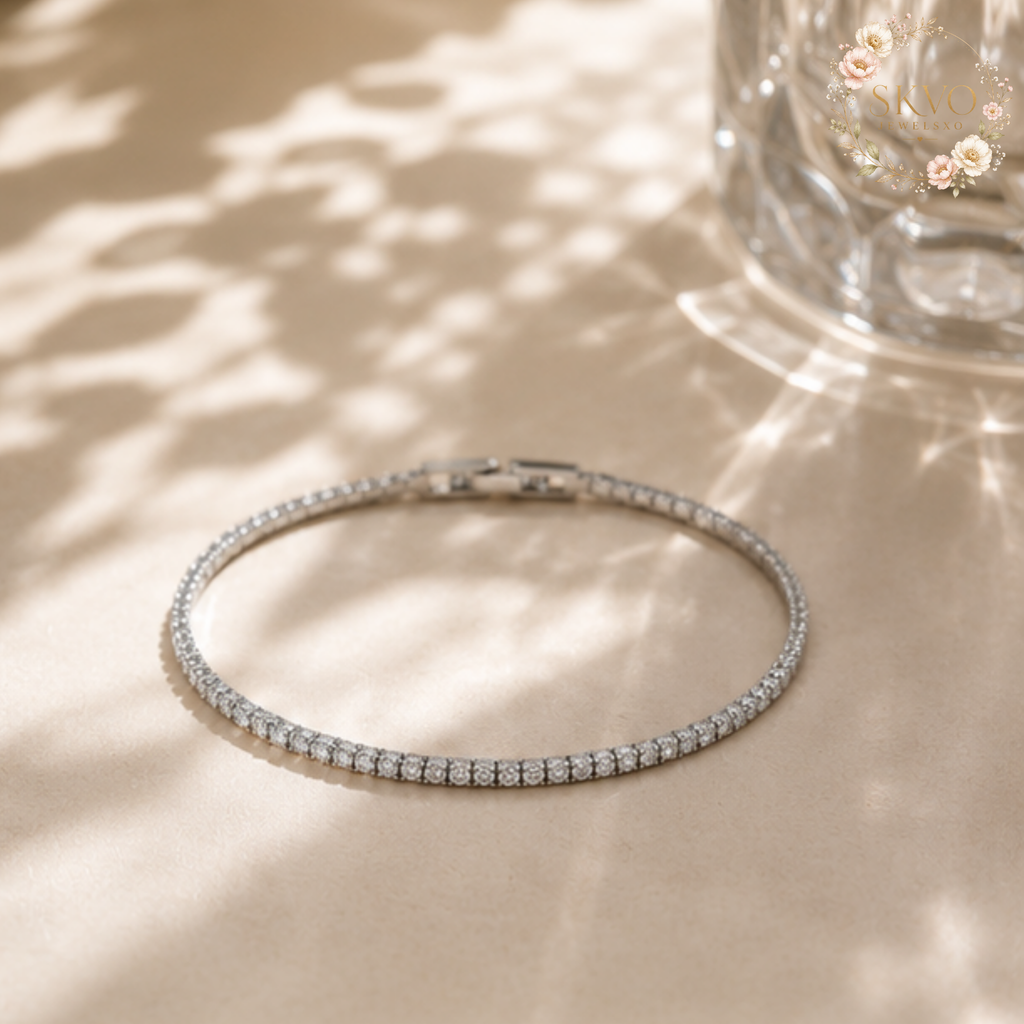 925 Sterling Silver Cubic Zirconia Tennis Bracelet