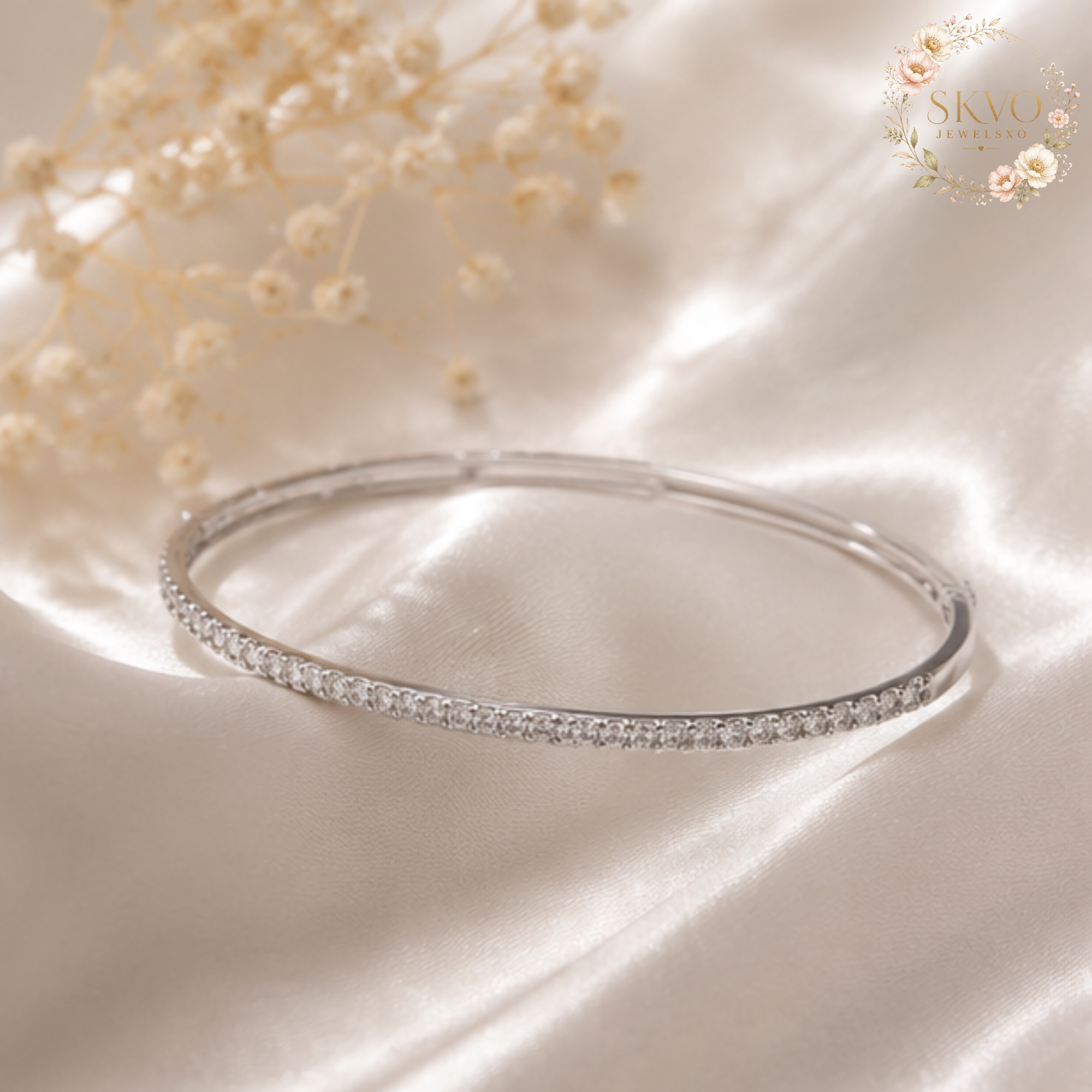 925 Sterling Silver Diamond Bangle Wedding Jewelry 