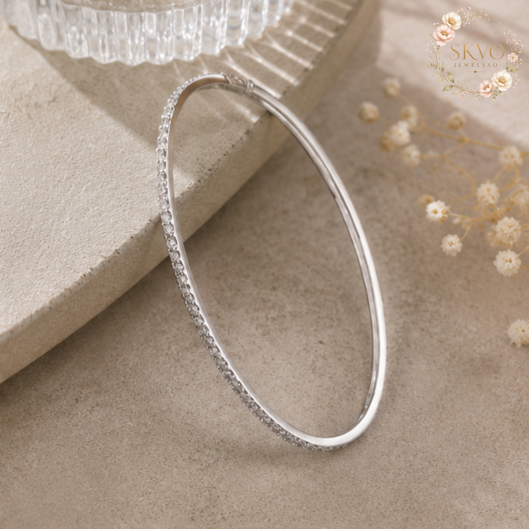 925 Sterling Silver Diamond Bangle Wedding Jewelry 