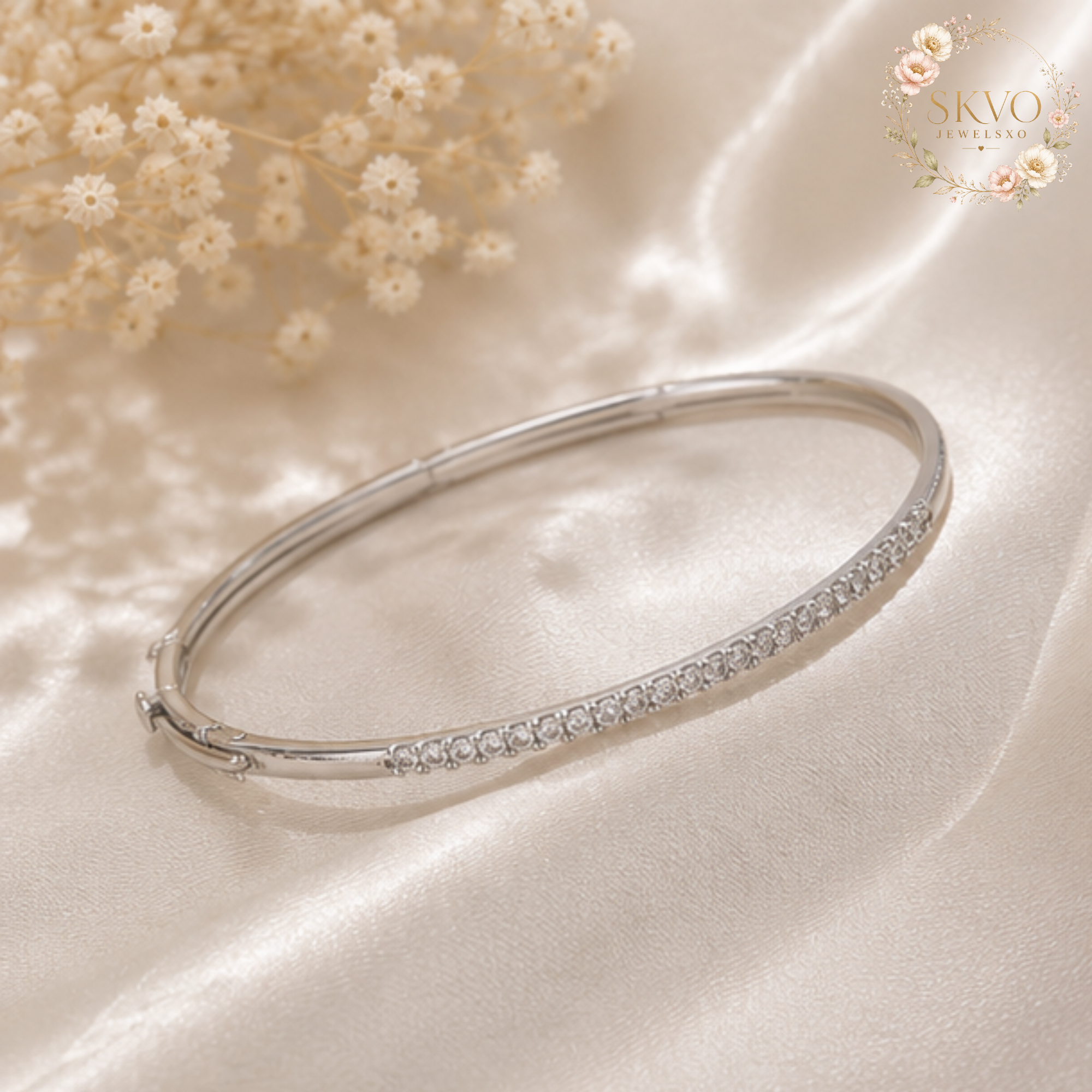 925 Sterling Silver Diamond Bangle Wedding Jewelry 