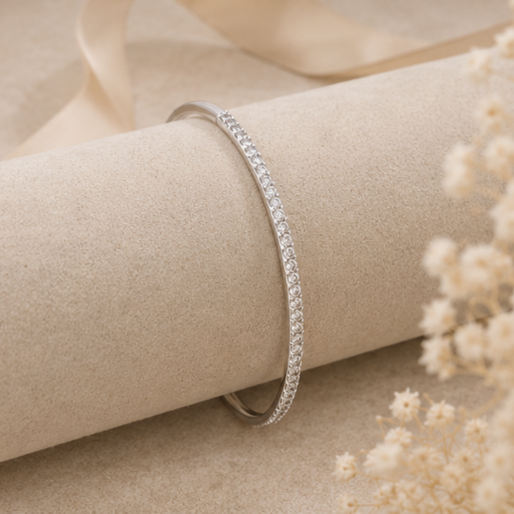 925 Sterling Silver Diamond Bangle Wedding Jewelry 