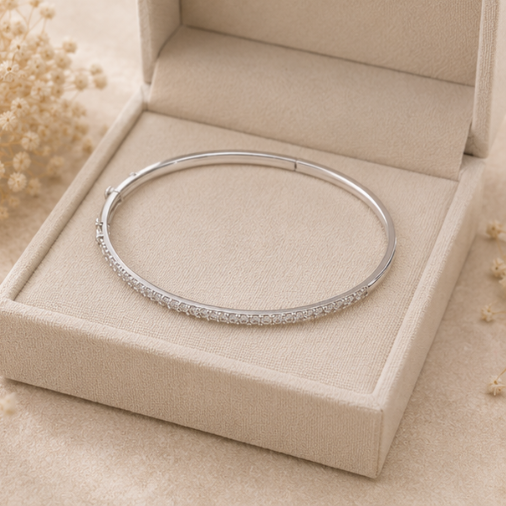 925 Sterling Silver Diamond Bangle Wedding Jewelry 