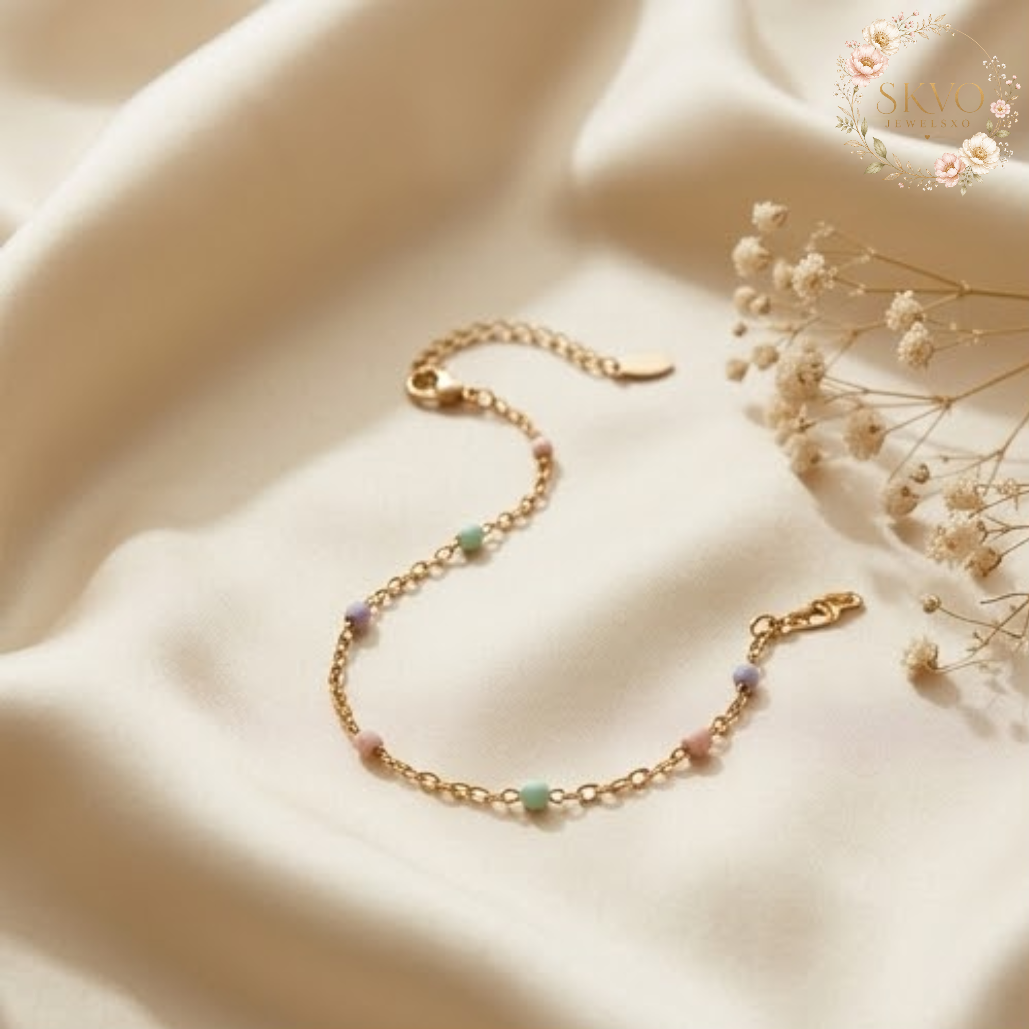 Pastel Thin Link Chain Bracelet, Delicate Jewelry for Women, Minimalist Silver Accessory, Gift for Her, Layering Bracelet