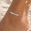 Engraved Curved Bar Anklet, Personalized Name Anklet | Sterling Silver