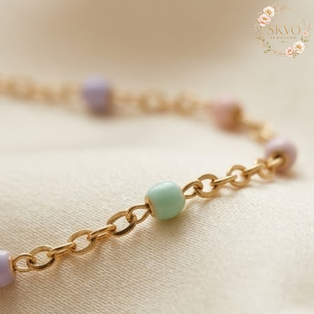 Pastel Thin Link Chain Bracelet, Delicate Jewelry for Women, Minimalist Silver Accessory, Gift for Her, Layering Bracelet