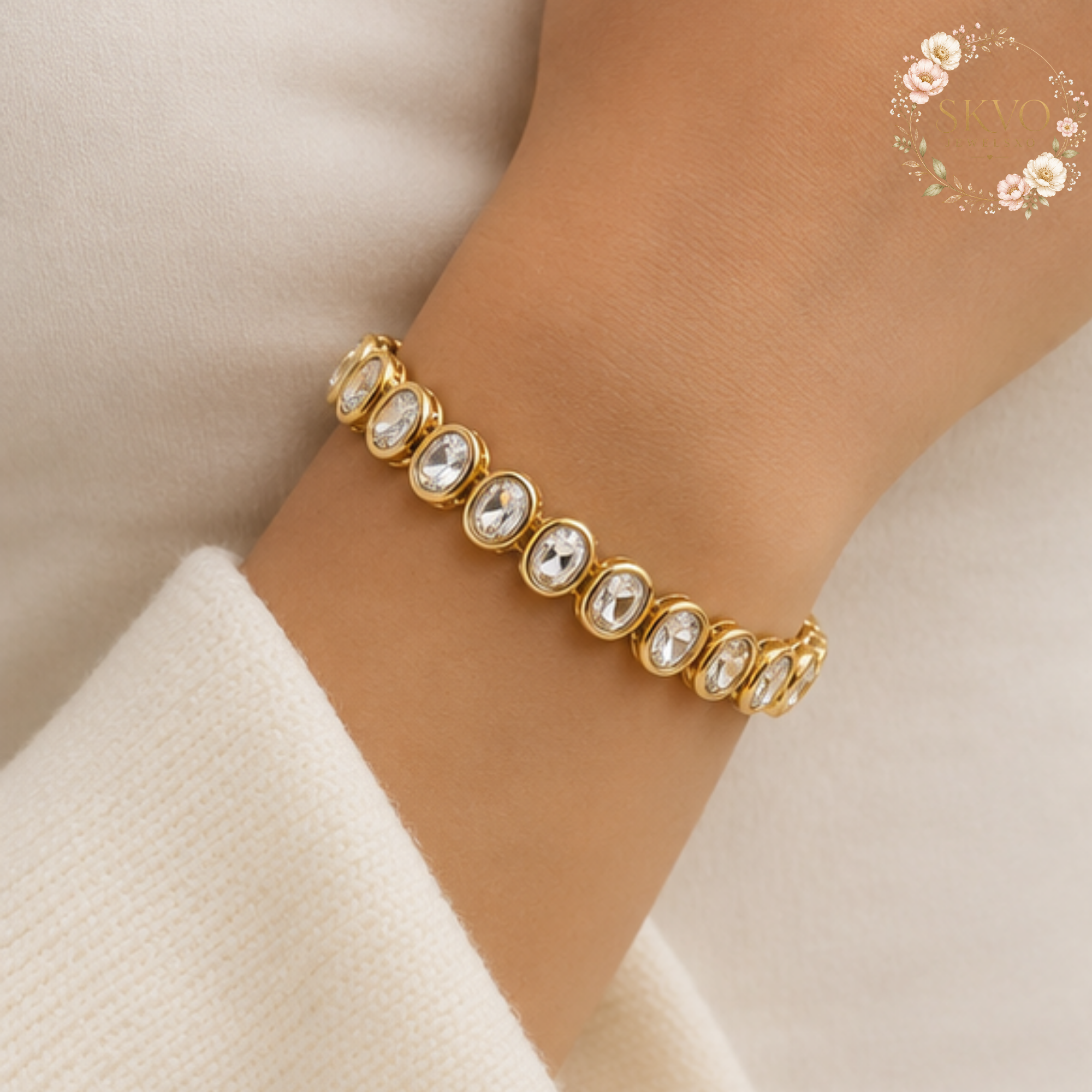14K Gold Plated Cubic Zirconia Bracelet