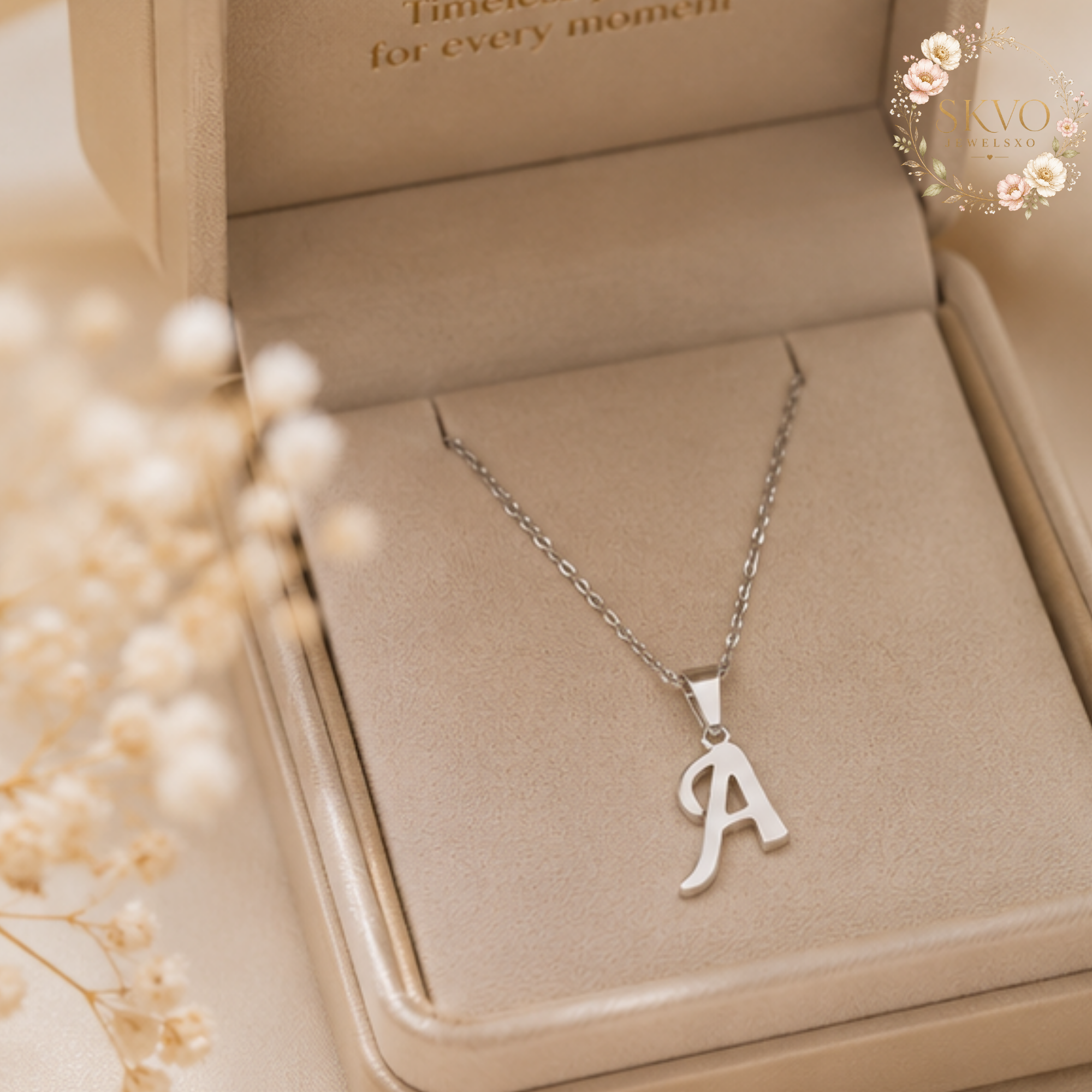 Initial Letter Pendant Necklace Stainless Steel
