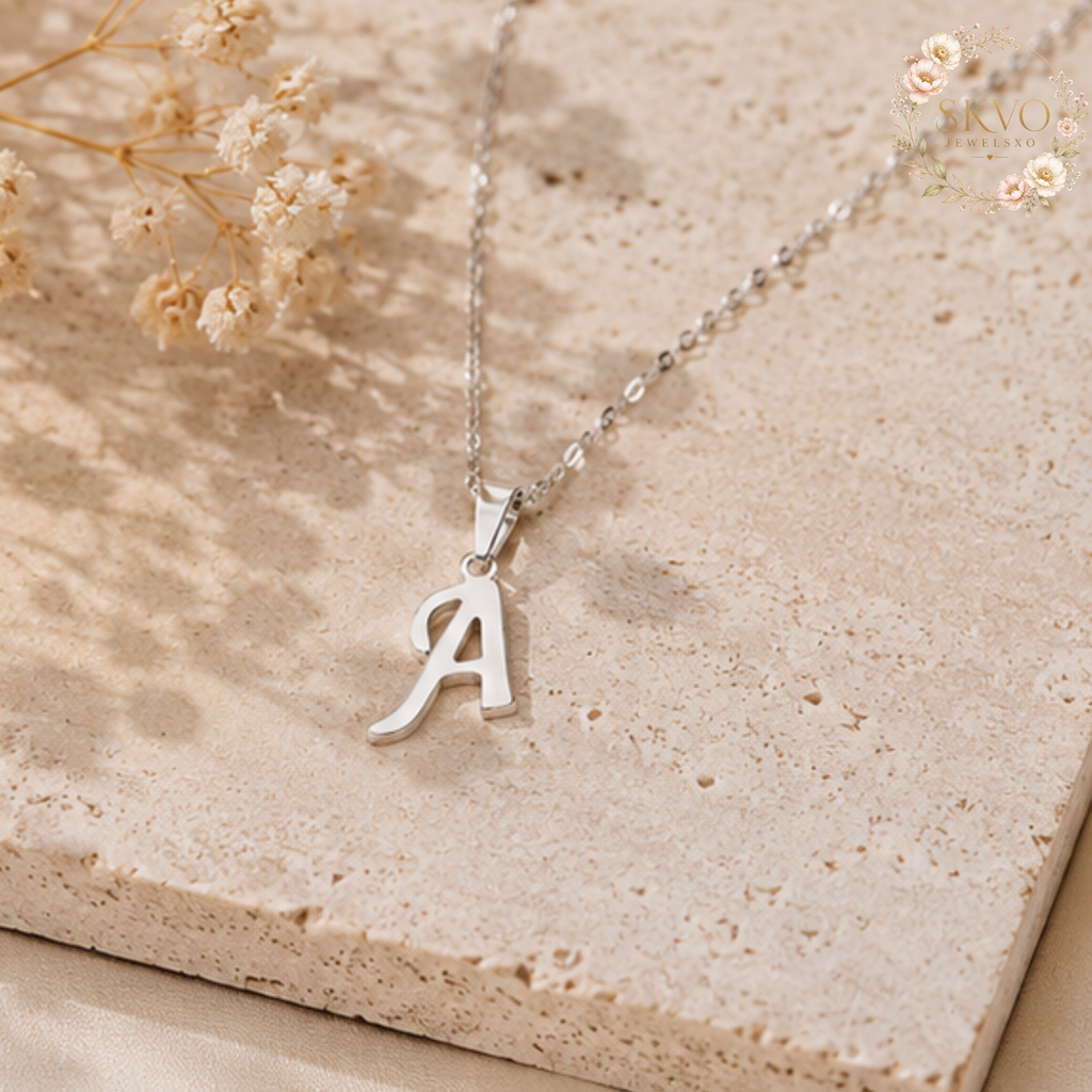 Initial Letter Pendant Necklace Stainless Steel