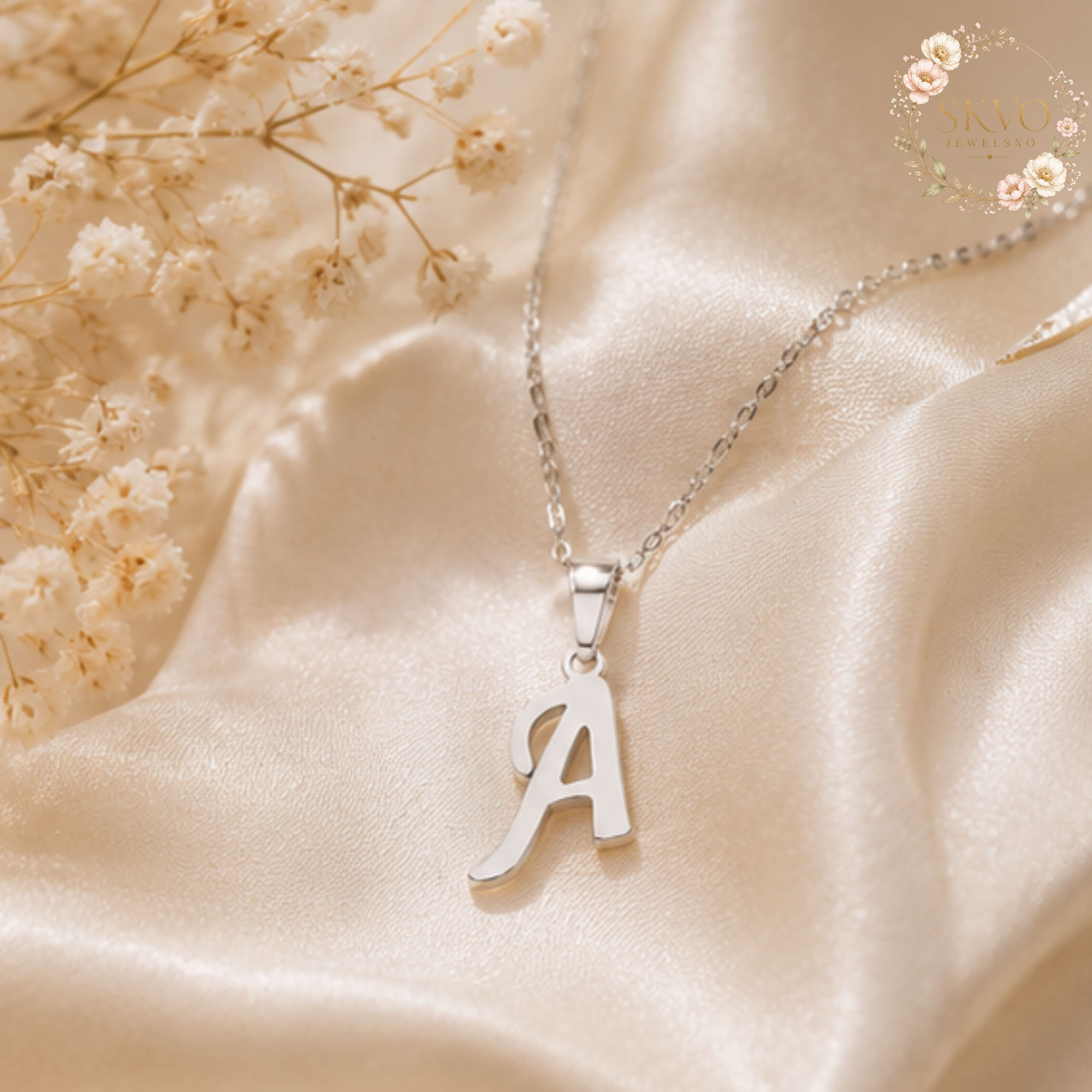 Initial Letter Pendant Necklace Stainless Steel