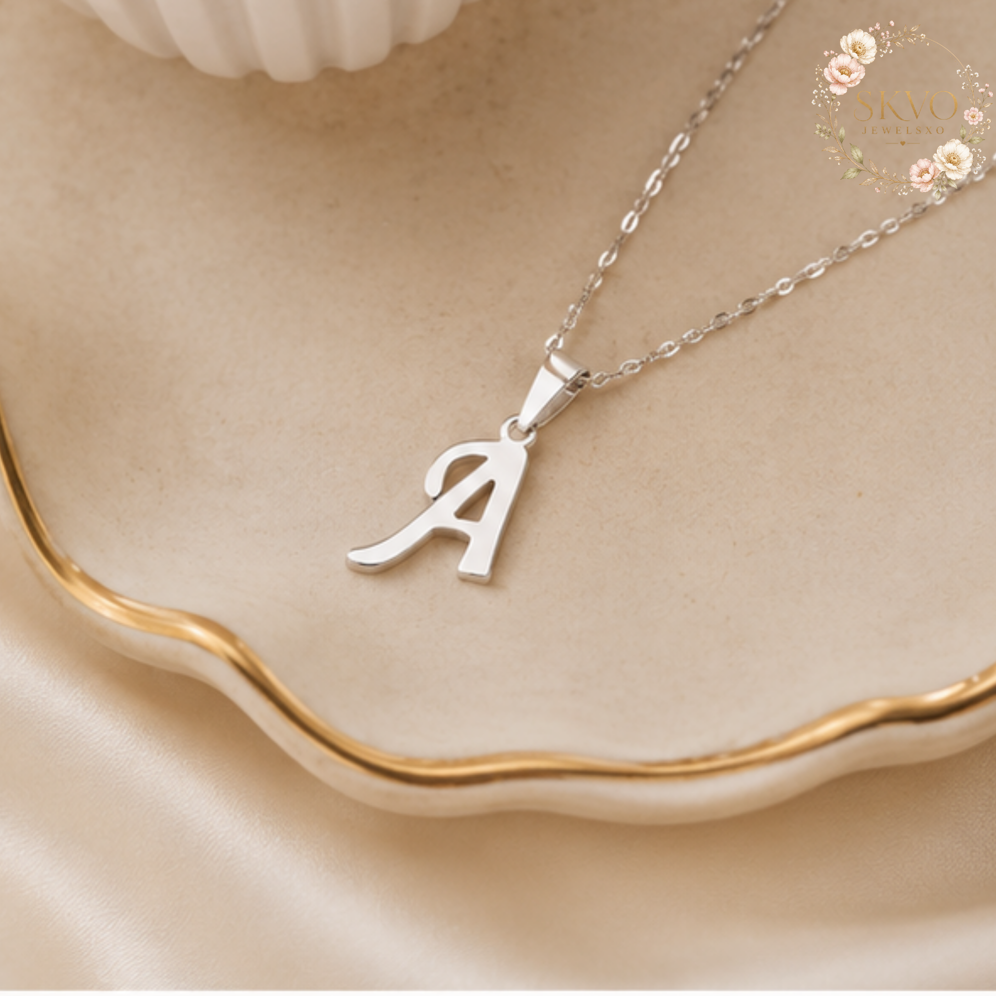 Initial Letter Pendant Necklace Stainless Steel