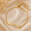 Roman Numeral Engraved Bar Bracelet | Adjustable