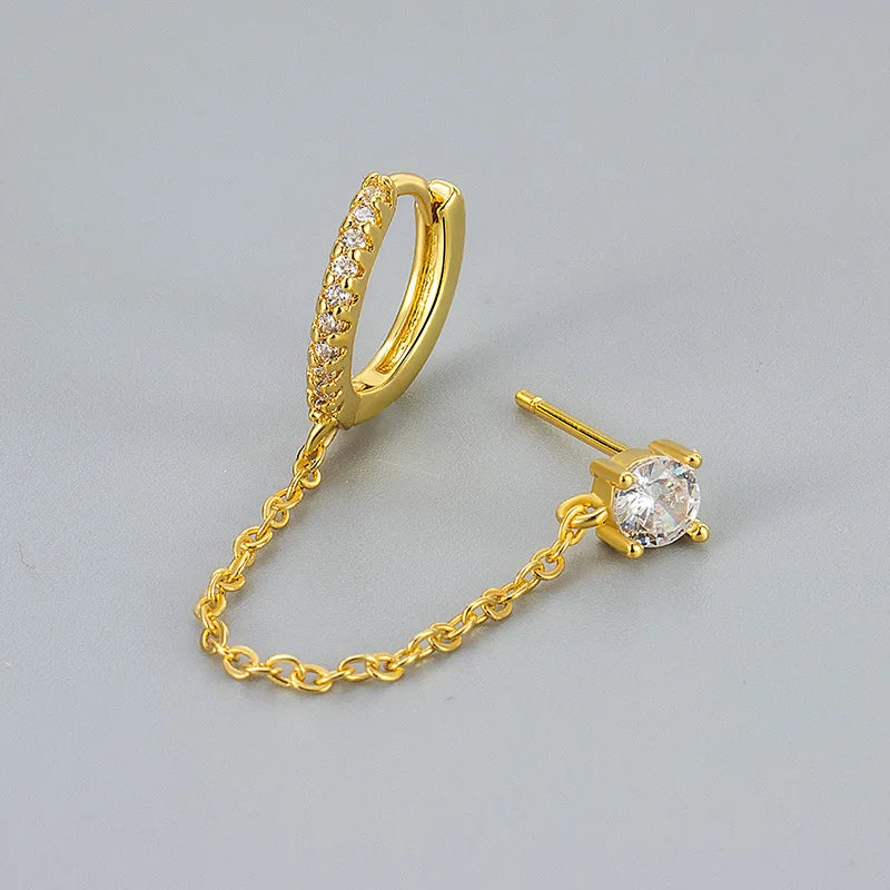 4PC Chain Huggie Earring Set for Women Fashion Flower Tragus Hoop Earrings Bulk Cartilage Piercing Helix Jewelry Lobe Earing Lot