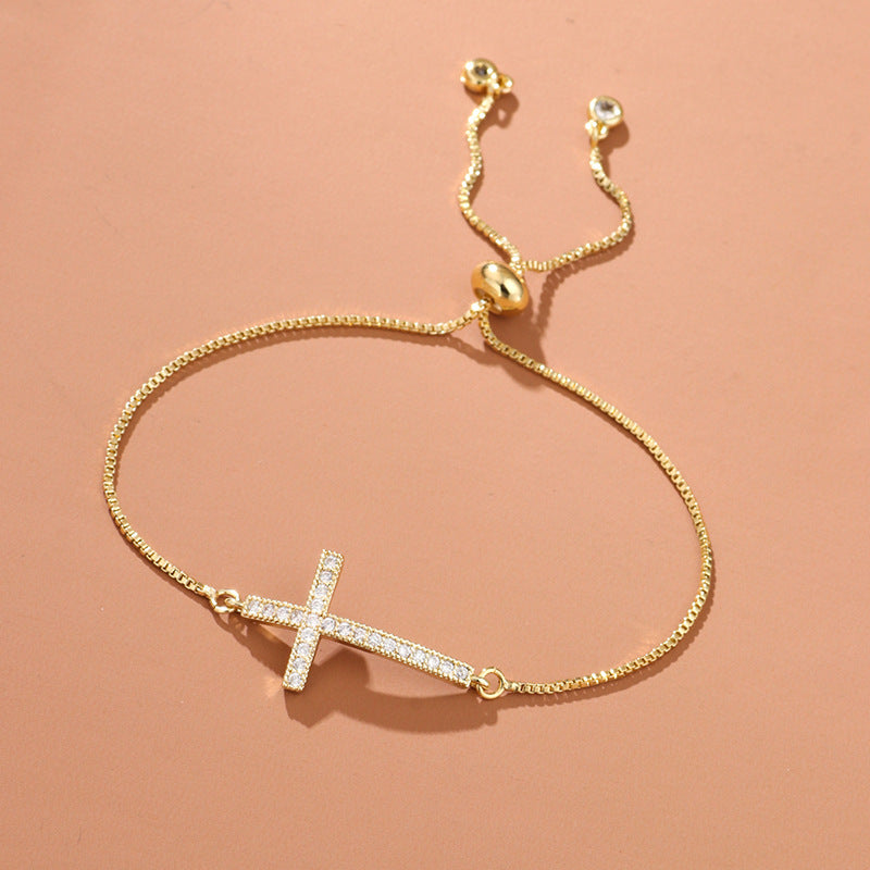 Women'S Fashion Zircon Cross All-Match Bracelet