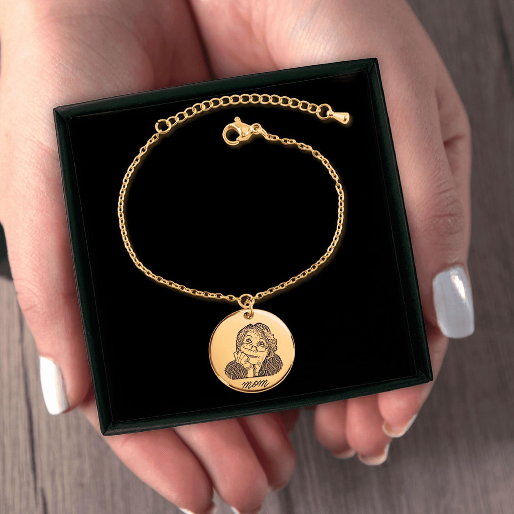Personalized Portrait Bracelet with Custom Engraving, Heart Keepsake Jewelry, Gift for Her, Eternal Sentimental Gift, Unique Custom Jewelry
